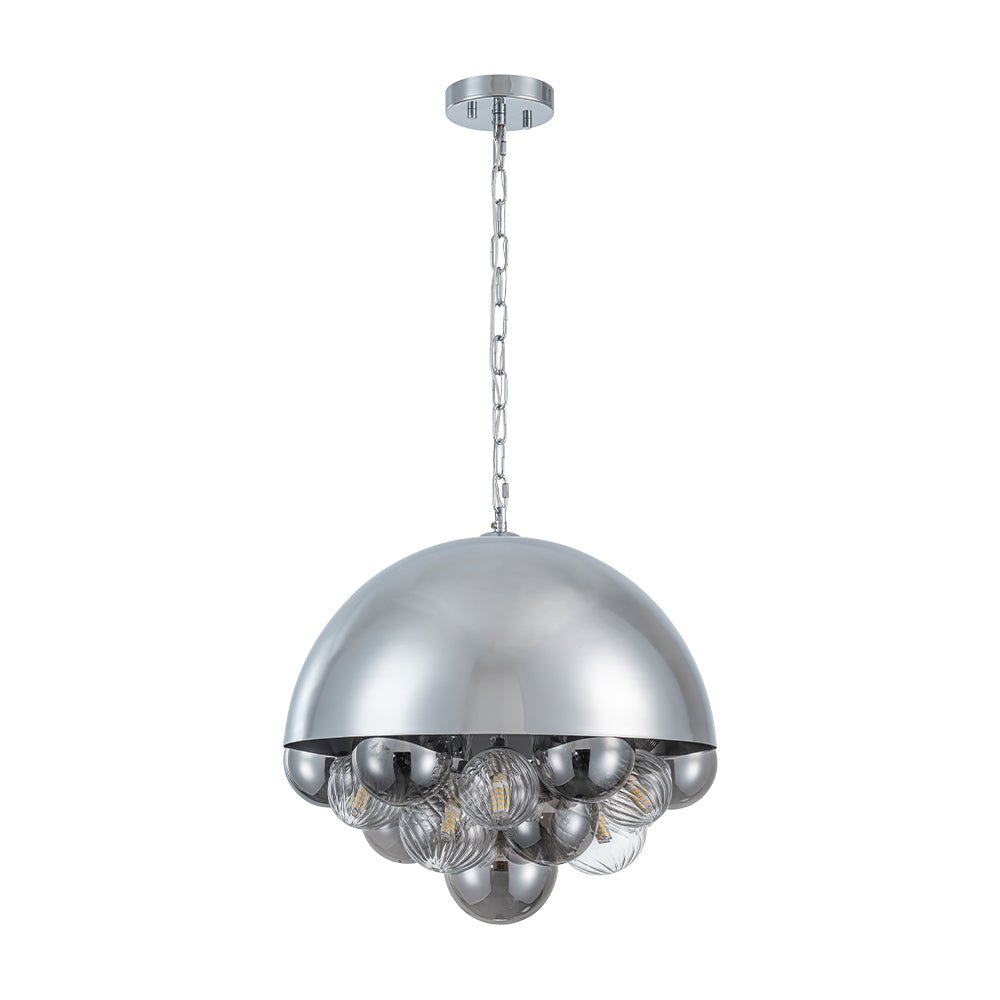 Designer Cluster Glass Globe Metal Dome Pendant Light