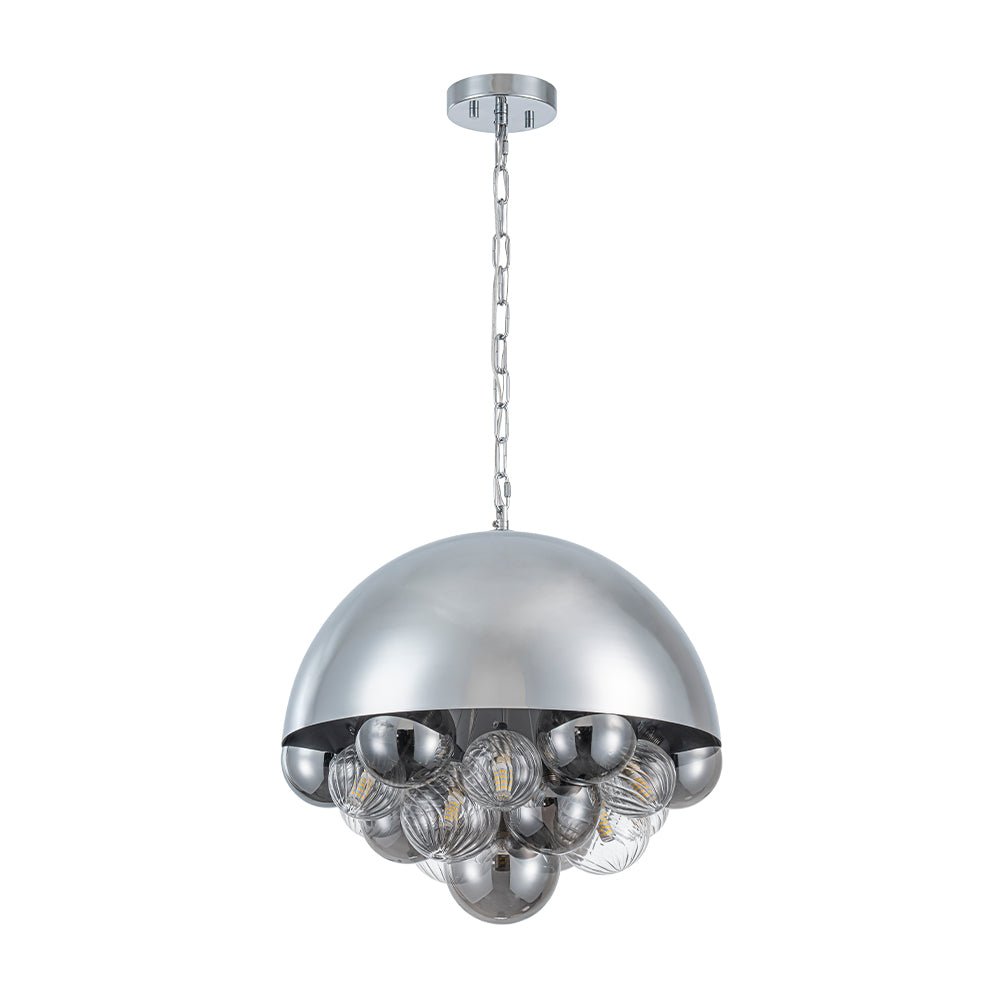 Designer Cluster Glass Globe Metal Dome Pendant Light