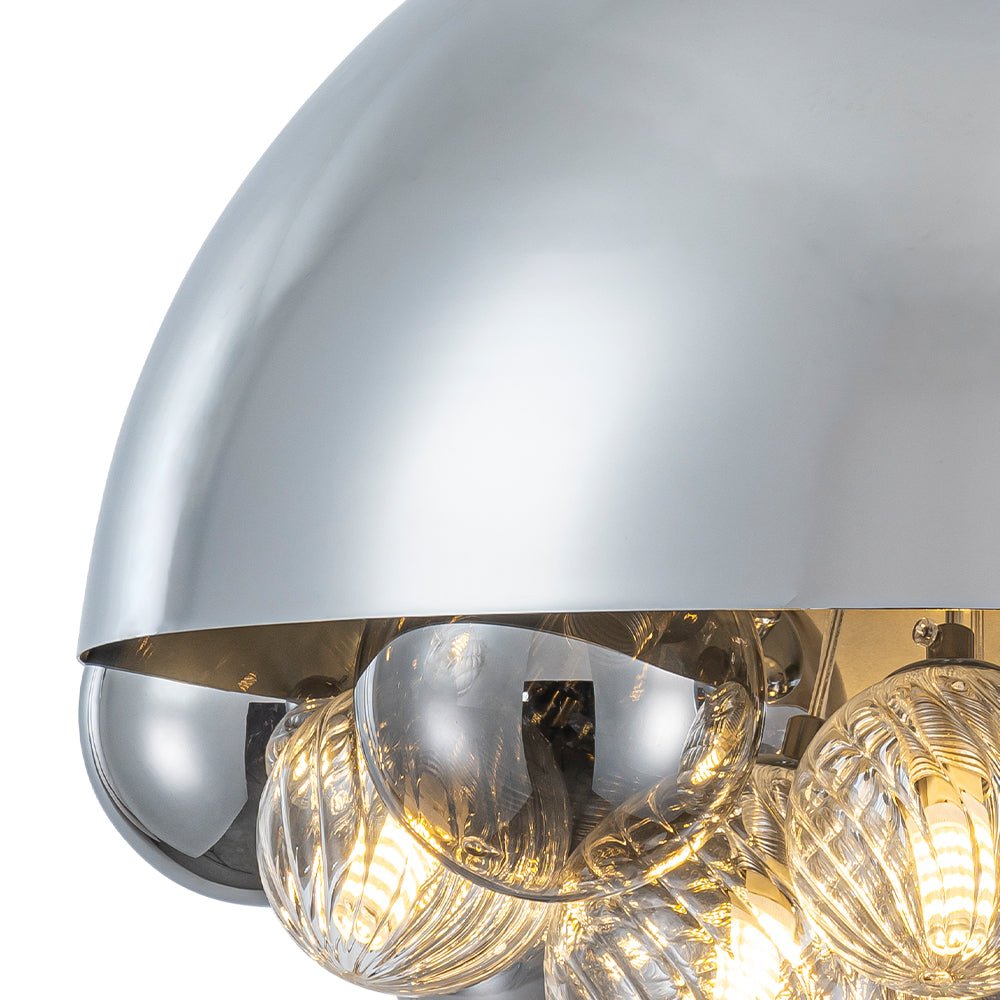 Designer Cluster Glass Globe Metal Dome Pendant Light