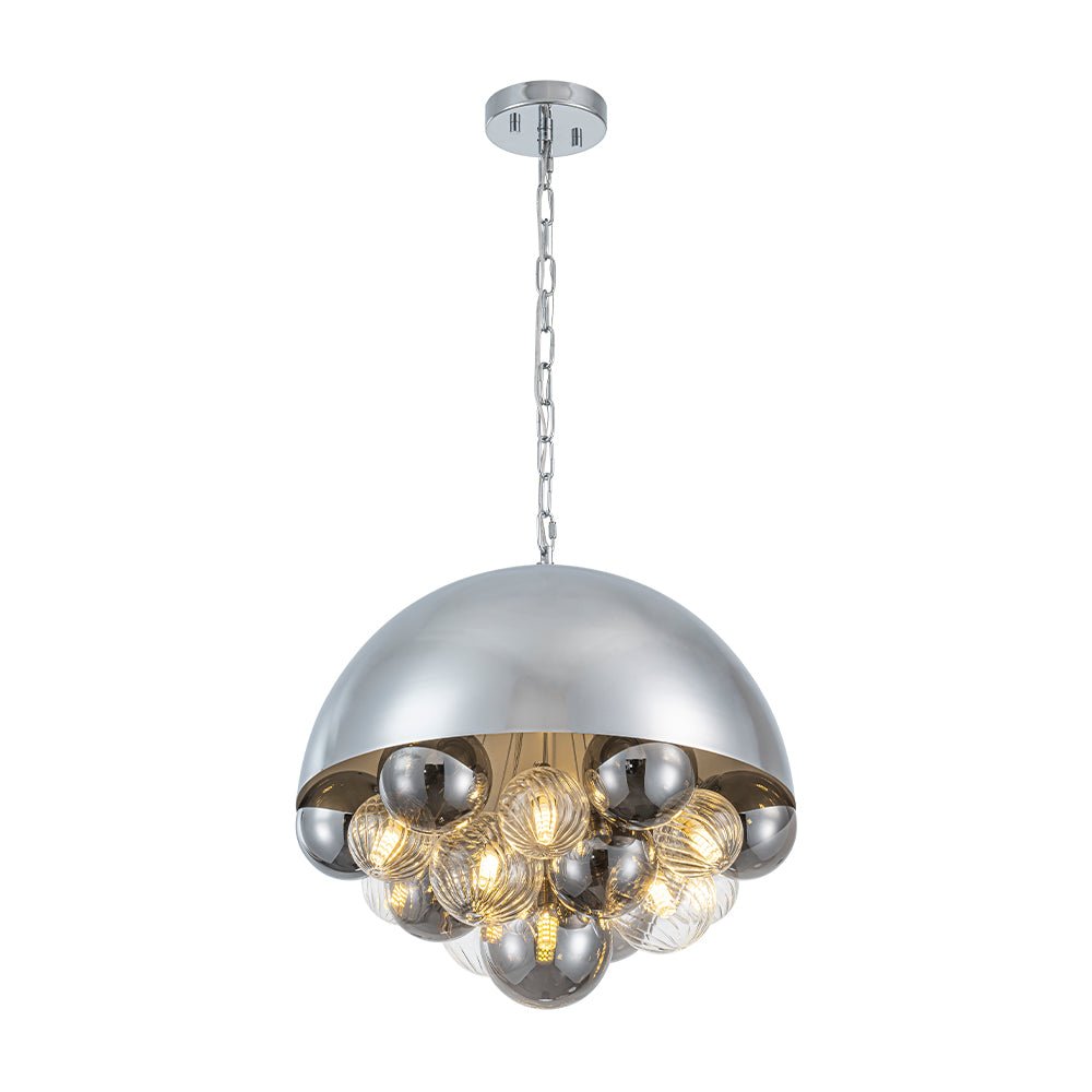 Designer Cluster Glass Globe Metal Dome Pendant Light