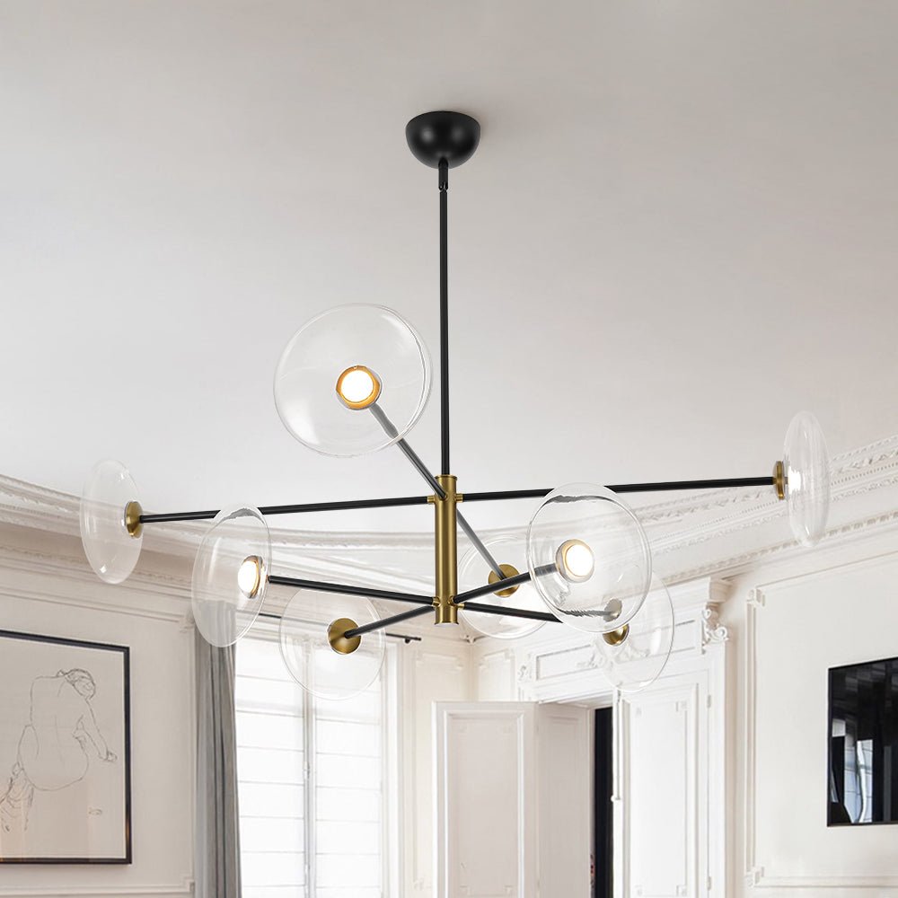 Designer Dimmable LED 8-light Glass Tiered Sputnik Chandelier