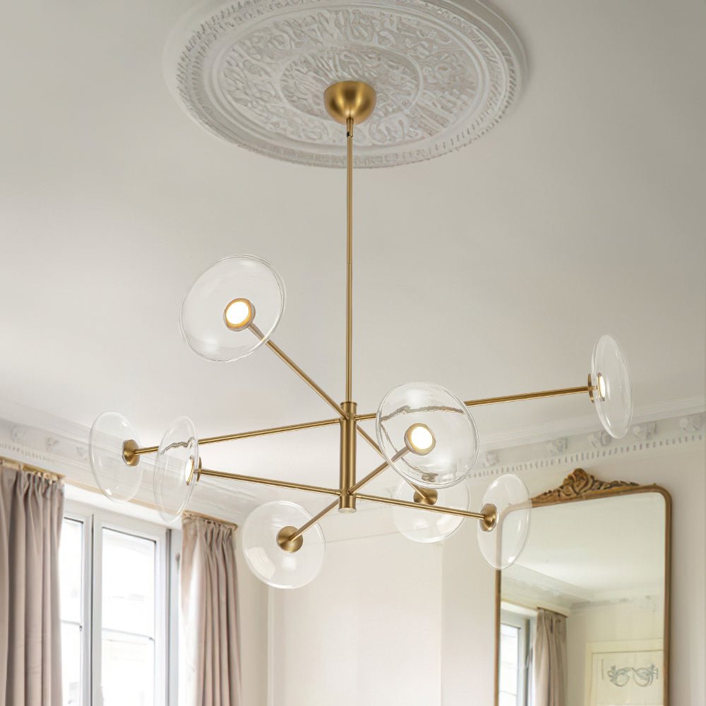 Designer Dimmable LED 8-light Glass Tiered Sputnik Chandelier