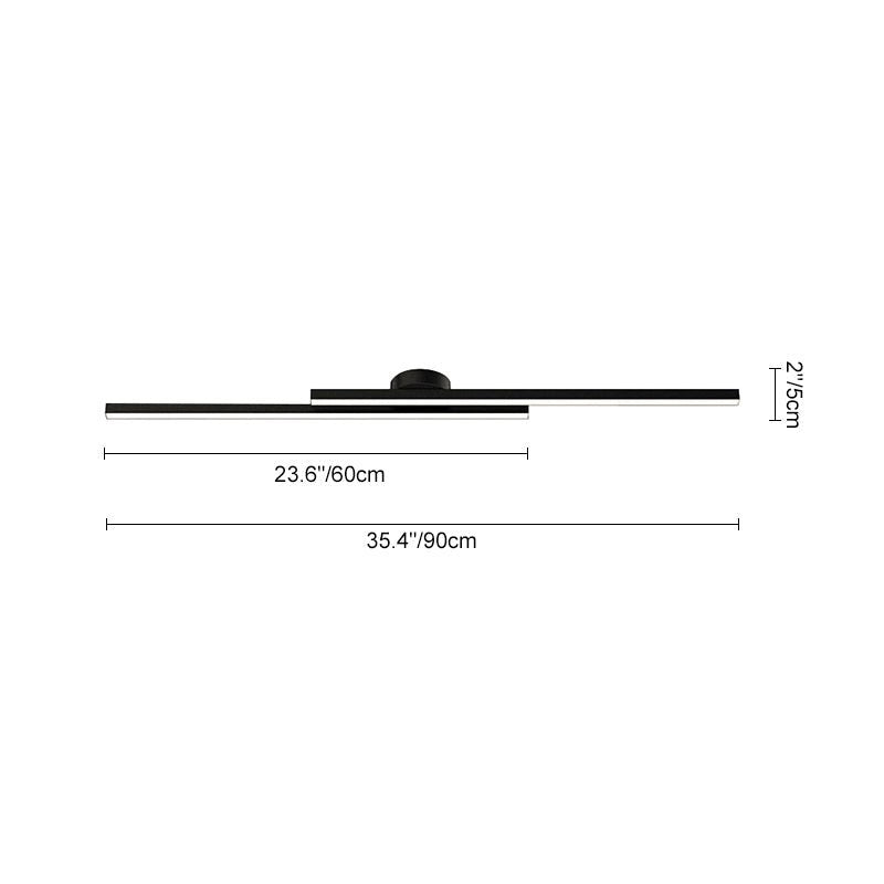Dimmable 2-Light Long Strip Linear LED Flush Mount
