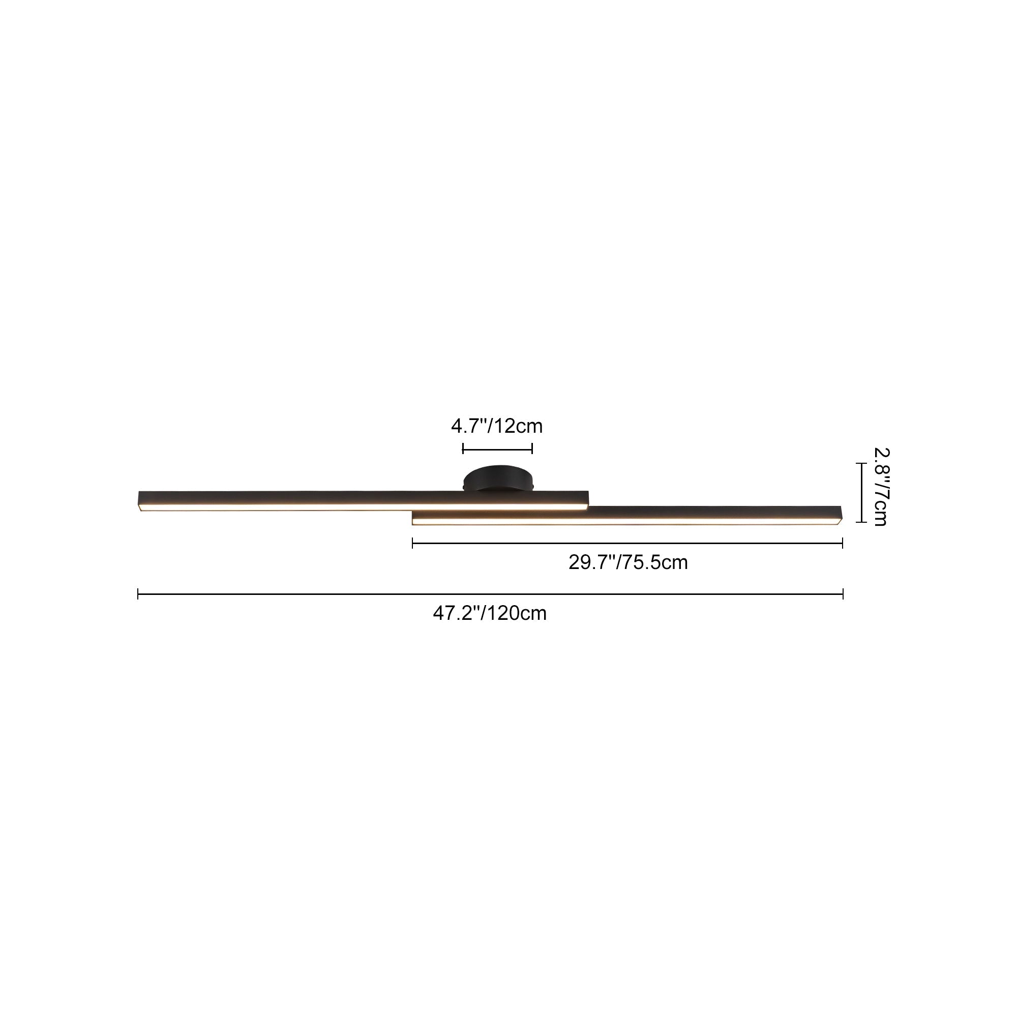 Dimmable 2-Light Long Strip Linear LED Flush Mount