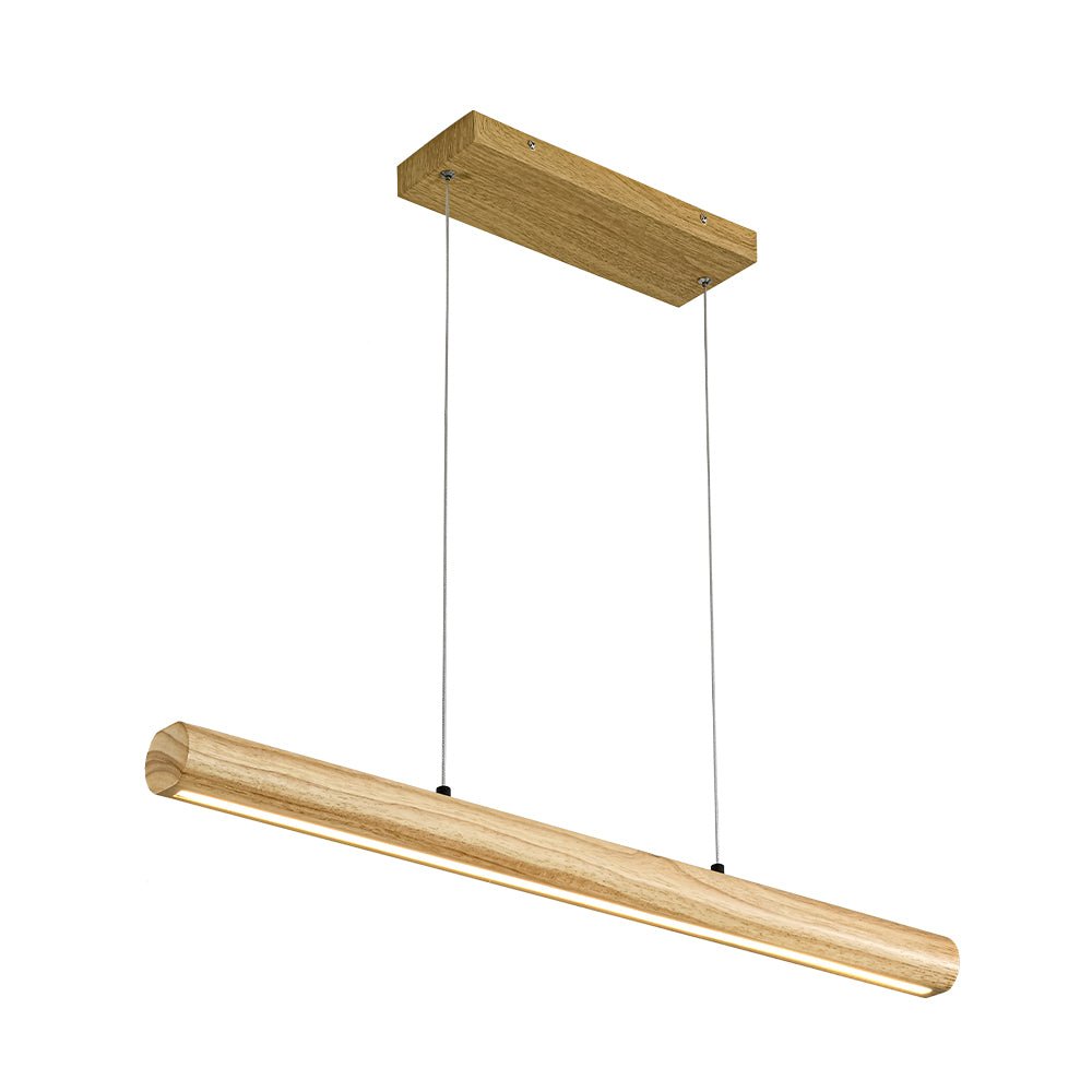 Dimmable LED Pine Wooden Wide Linear Island Pendant