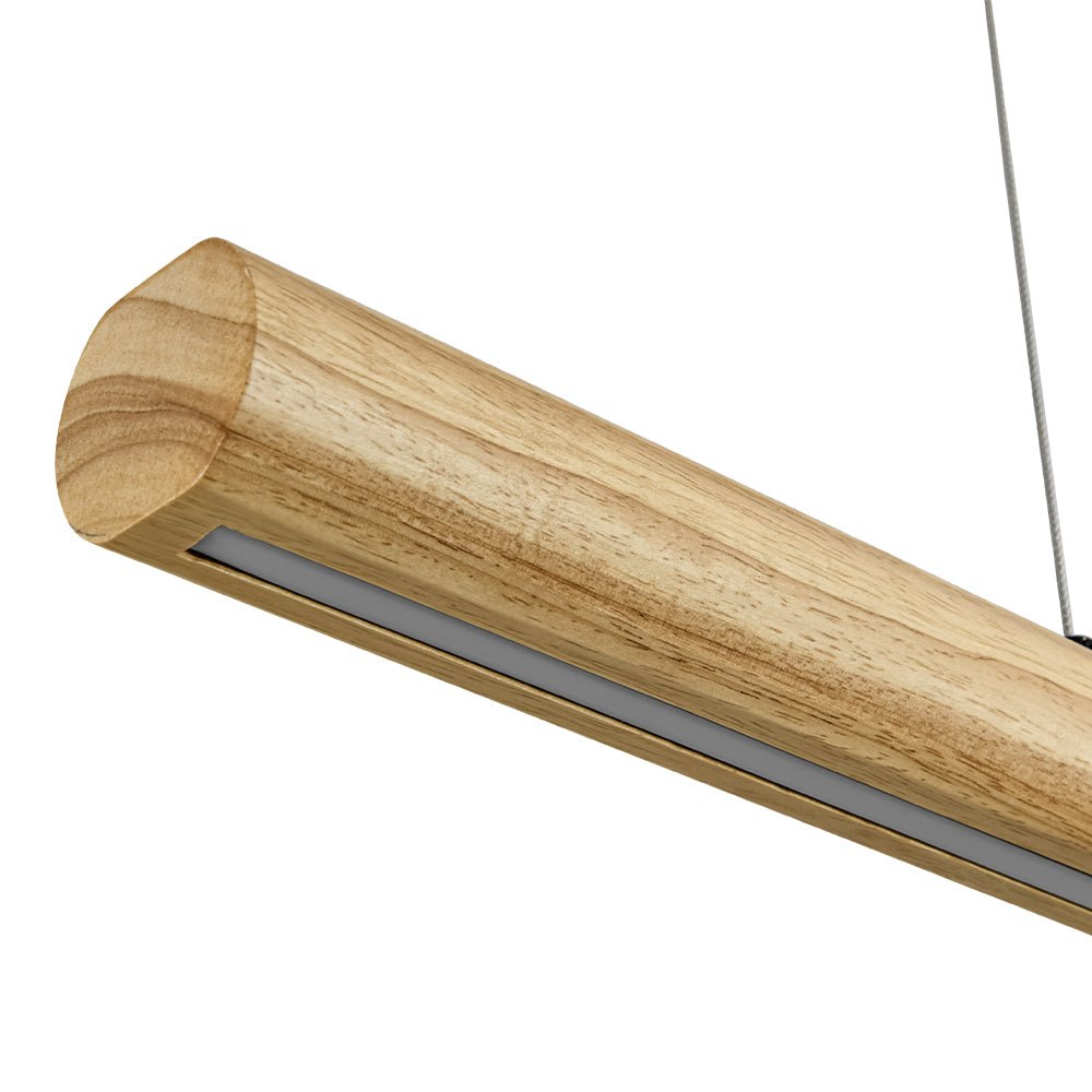 Dimmable LED Pine Wooden Wide Linear Island Pendant