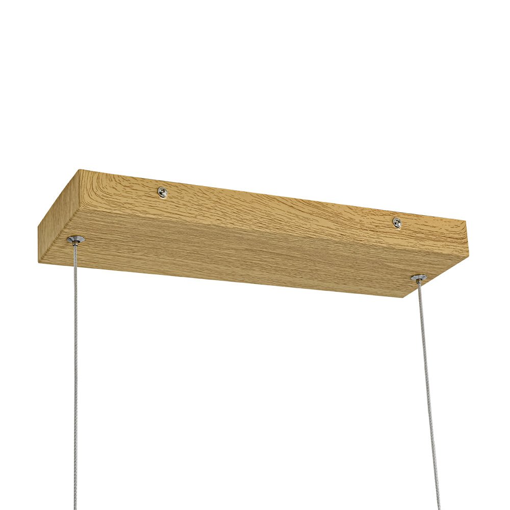 Dimmable LED Pine Wooden Wide Linear Island Pendant