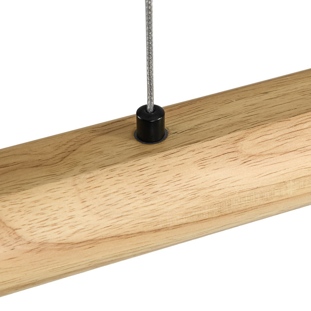 Dimmable LED Pine Wooden Wide Linear Island Pendant