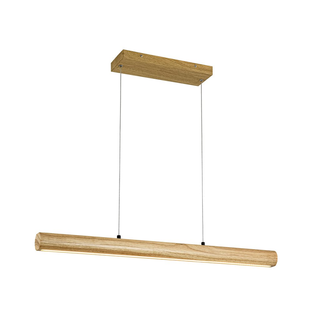 Dimmable LED Pine Wooden Wide Linear Island Pendant