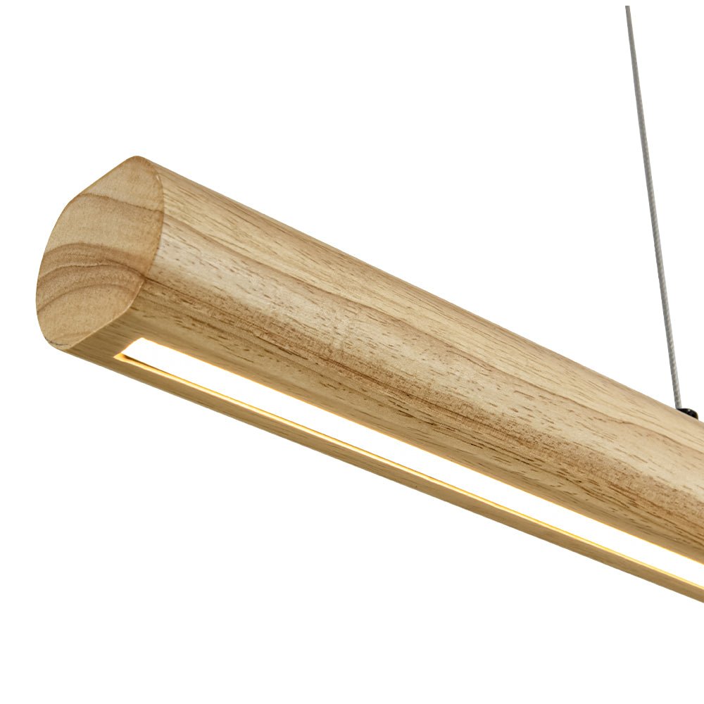 Dimmable LED Pine Wooden Wide Linear Island Pendant