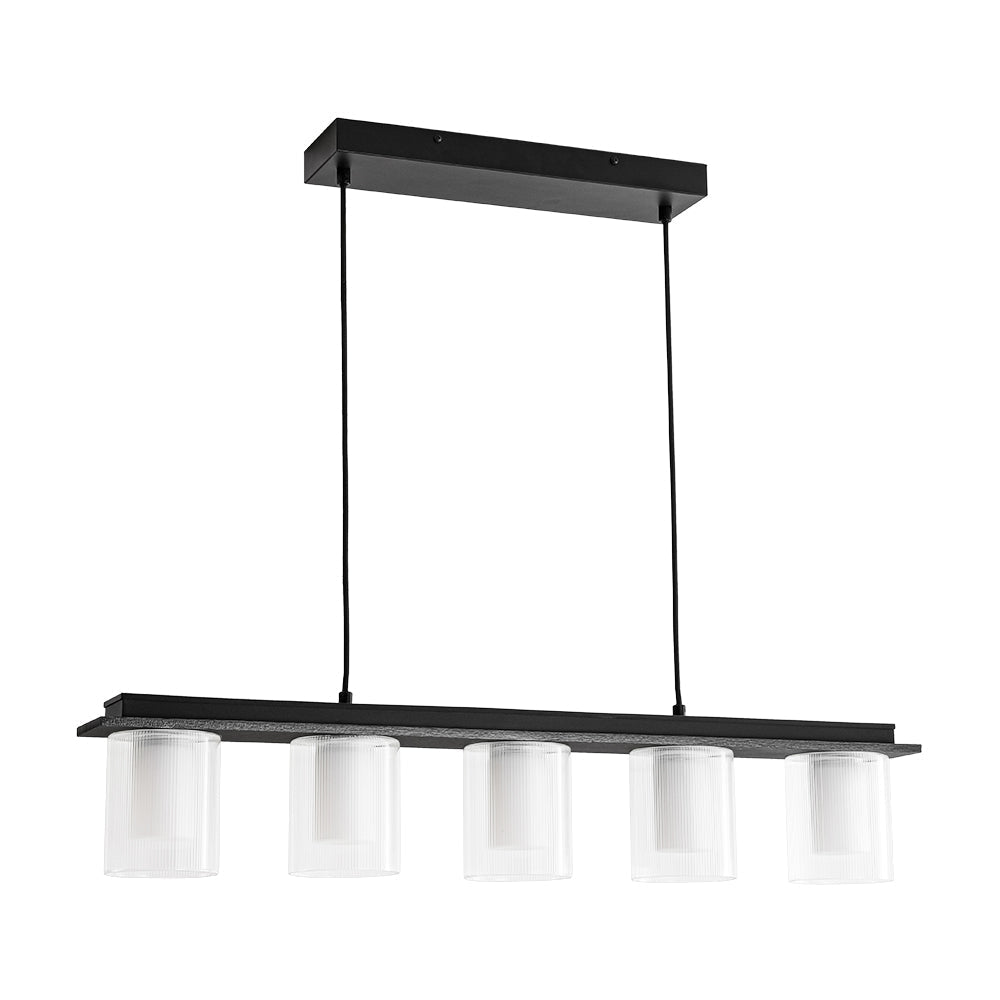 Dimmable LED Ribbed Glass Shade Kitchen Island Chandelier