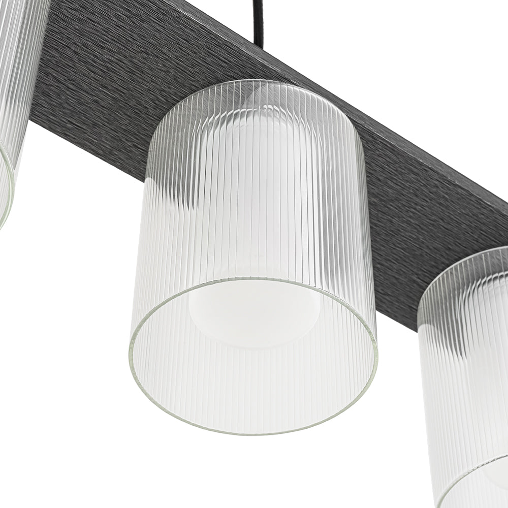 Dimmable LED Ribbed Glass Shade Kitchen Island Chandelier