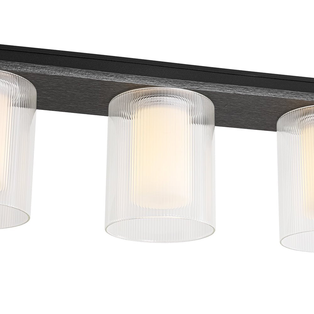 Dimmable LED Ribbed Glass Shade Kitchen Island Chandelier