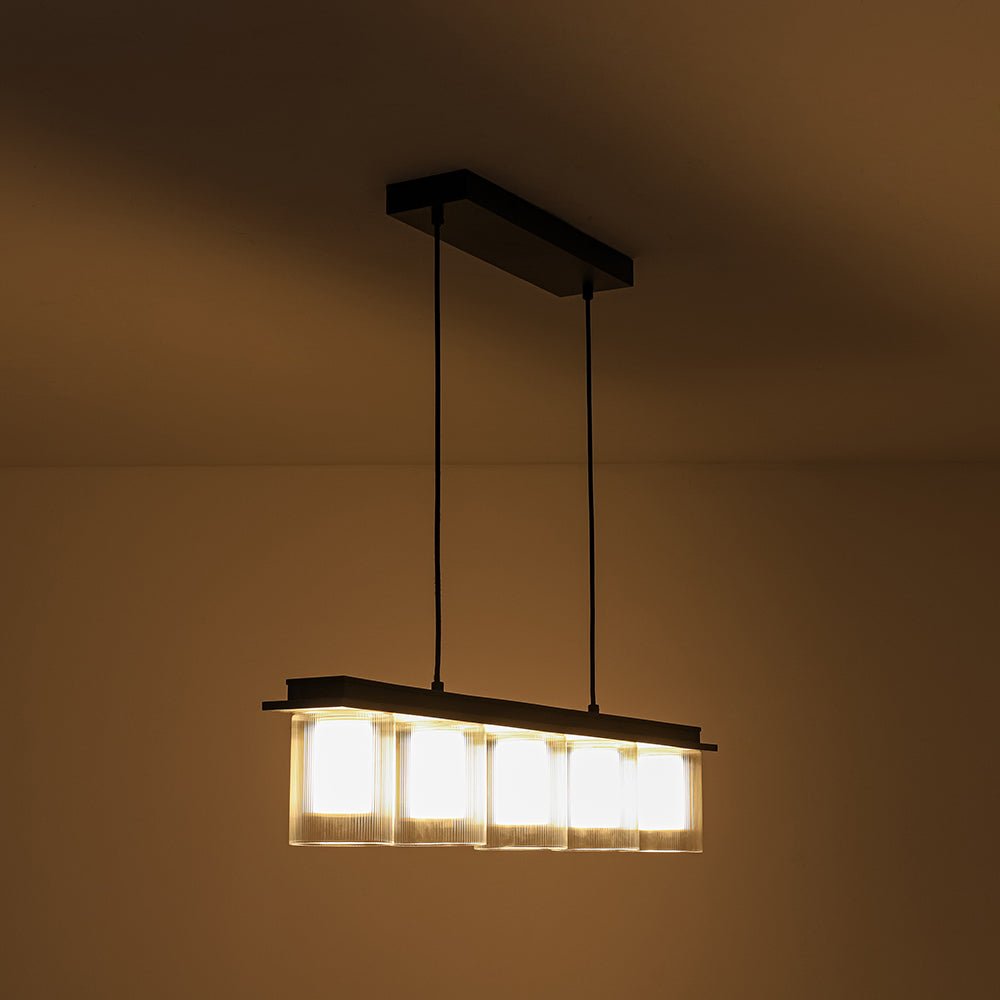 Dimmable LED Ribbed Glass Shade Kitchen Island Chandelier