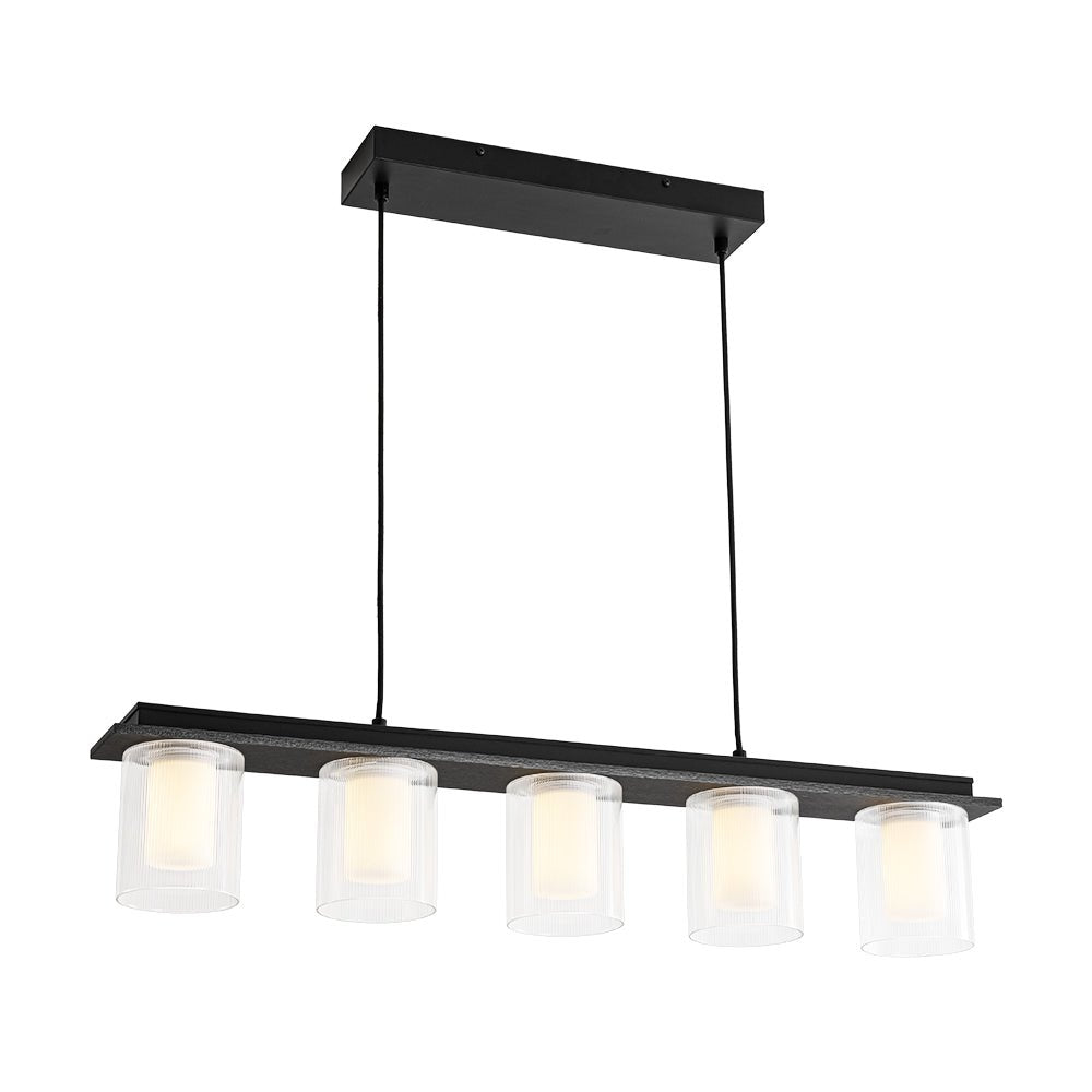 Dimmable LED Ribbed Glass Shade Kitchen Island Chandelier