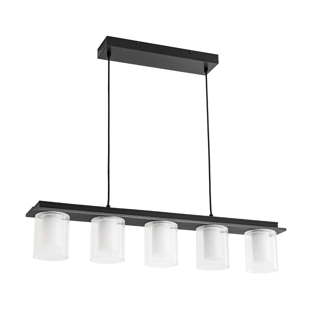 Dimmable LED Ribbed Glass Shade Kitchen Island Chandelier