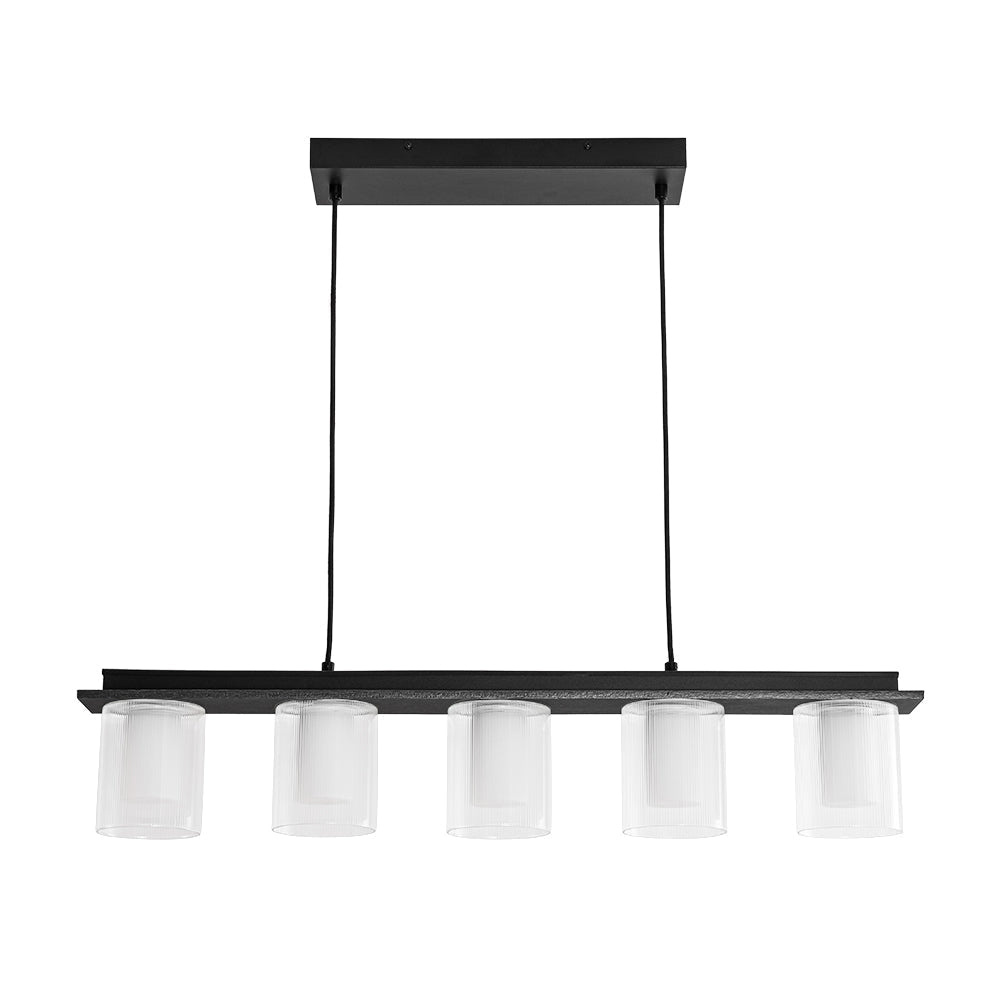 Dimmable LED Ribbed Glass Shade Kitchen Island Chandelier