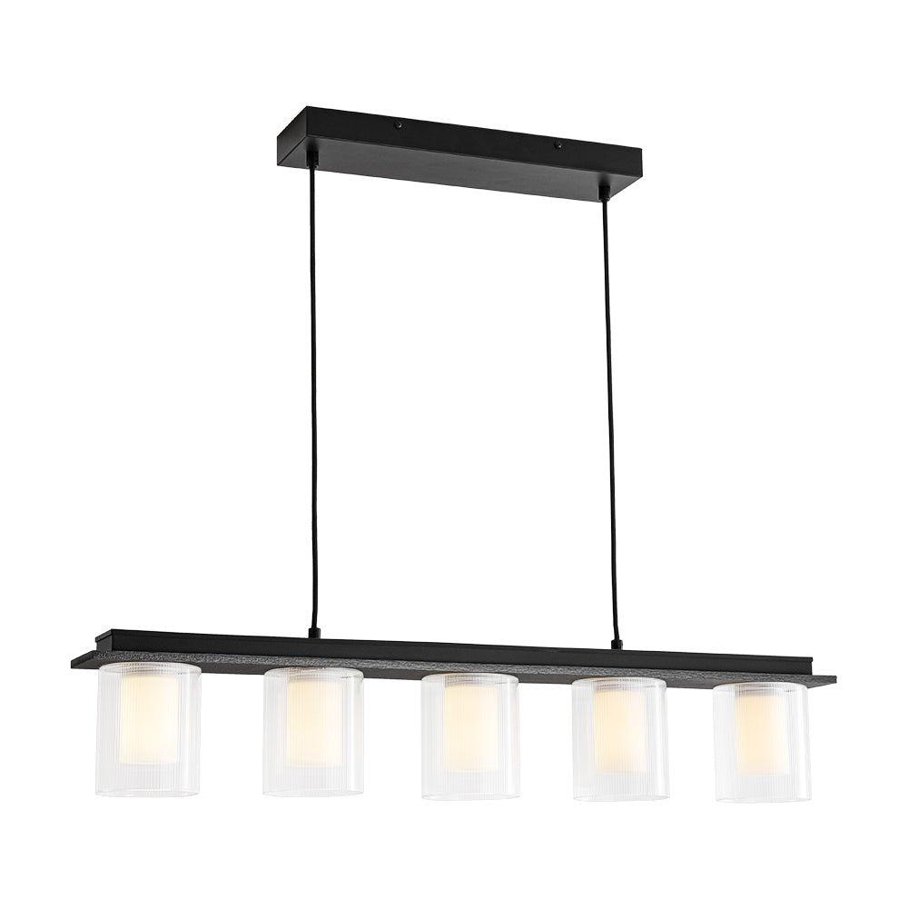 Dimmable LED Ribbed Glass Shade Kitchen Island Chandelier
