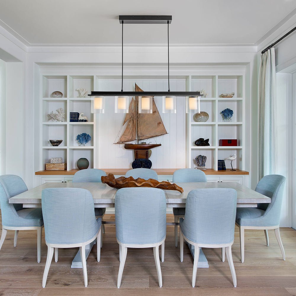 Dimmable LED Ribbed Glass Shade Kitchen Island Chandelier