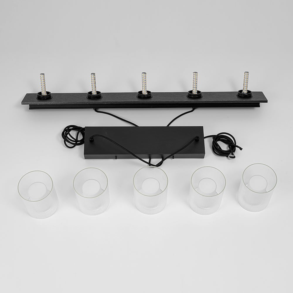 Dimmable LED Ribbed Glass Shade Kitchen Island Chandelier