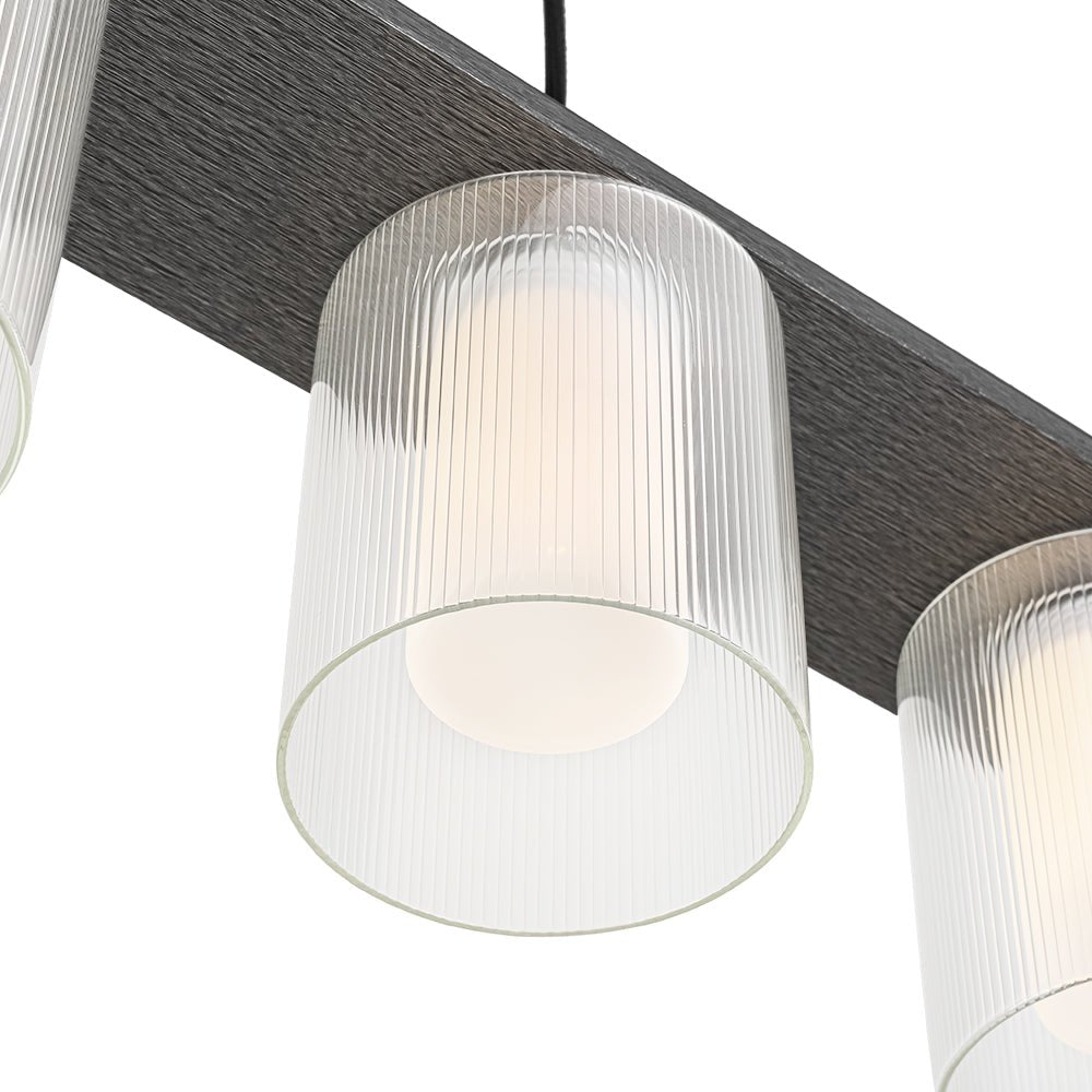 Dimmable LED Ribbed Glass Shade Kitchen Island Chandelier