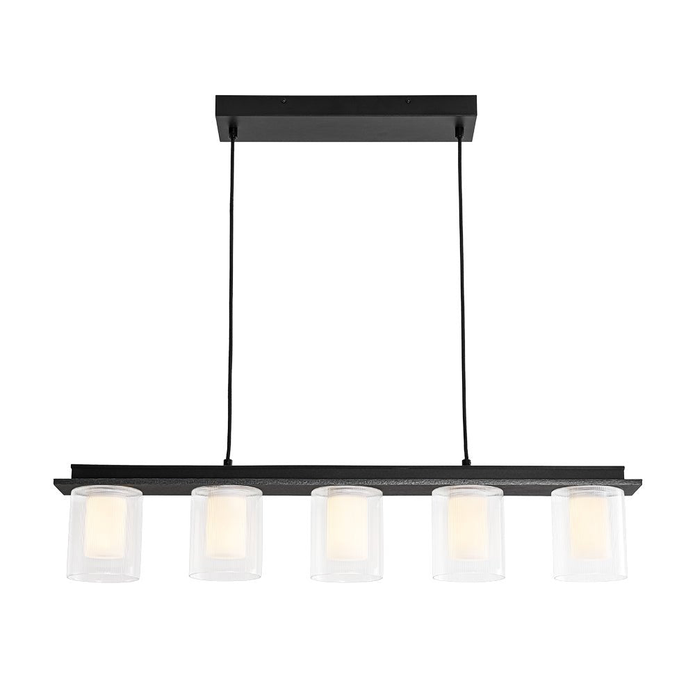 Dimmable LED Ribbed Glass Shade Kitchen Island Chandelier