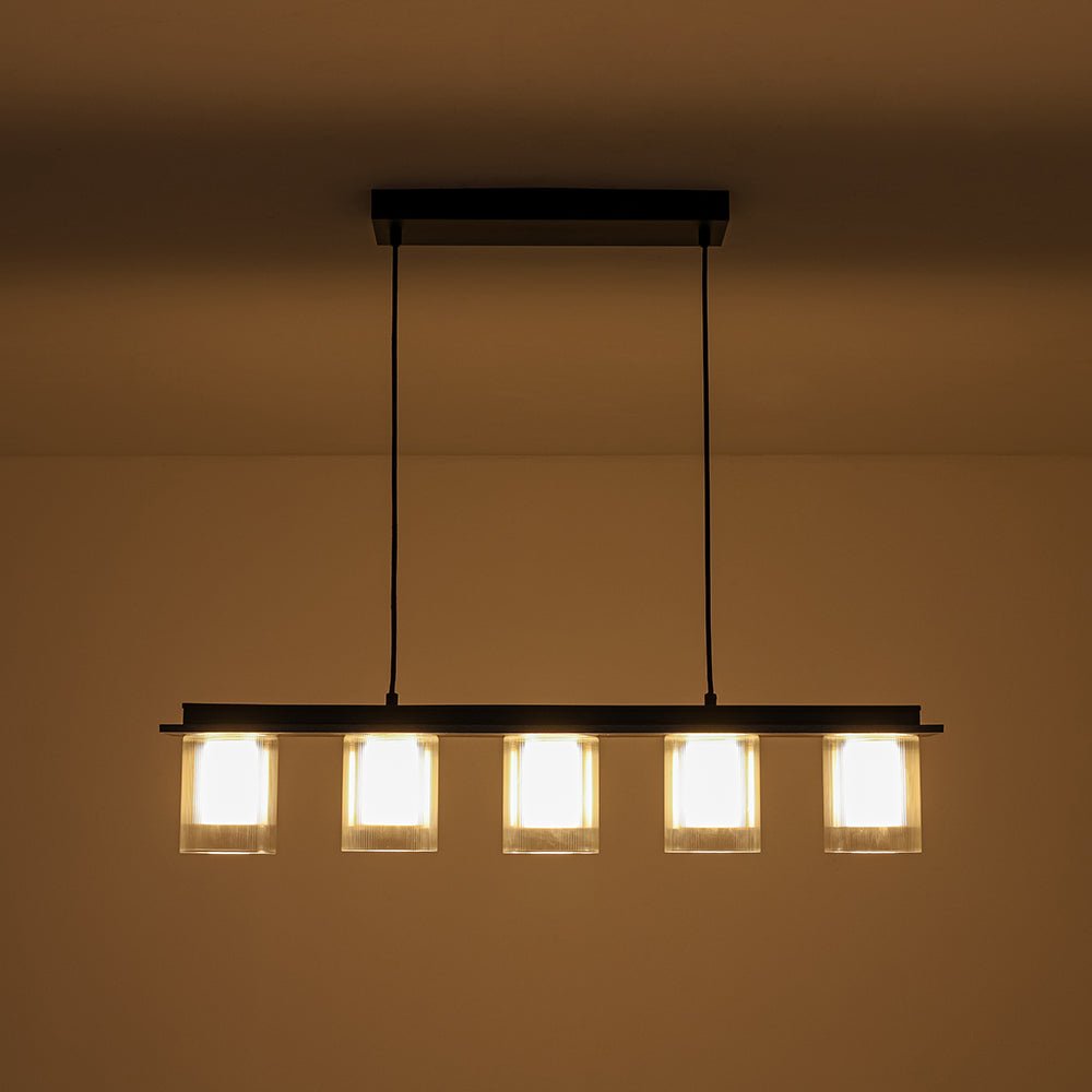 Dimmable LED Ribbed Glass Shade Kitchen Island Chandelier
