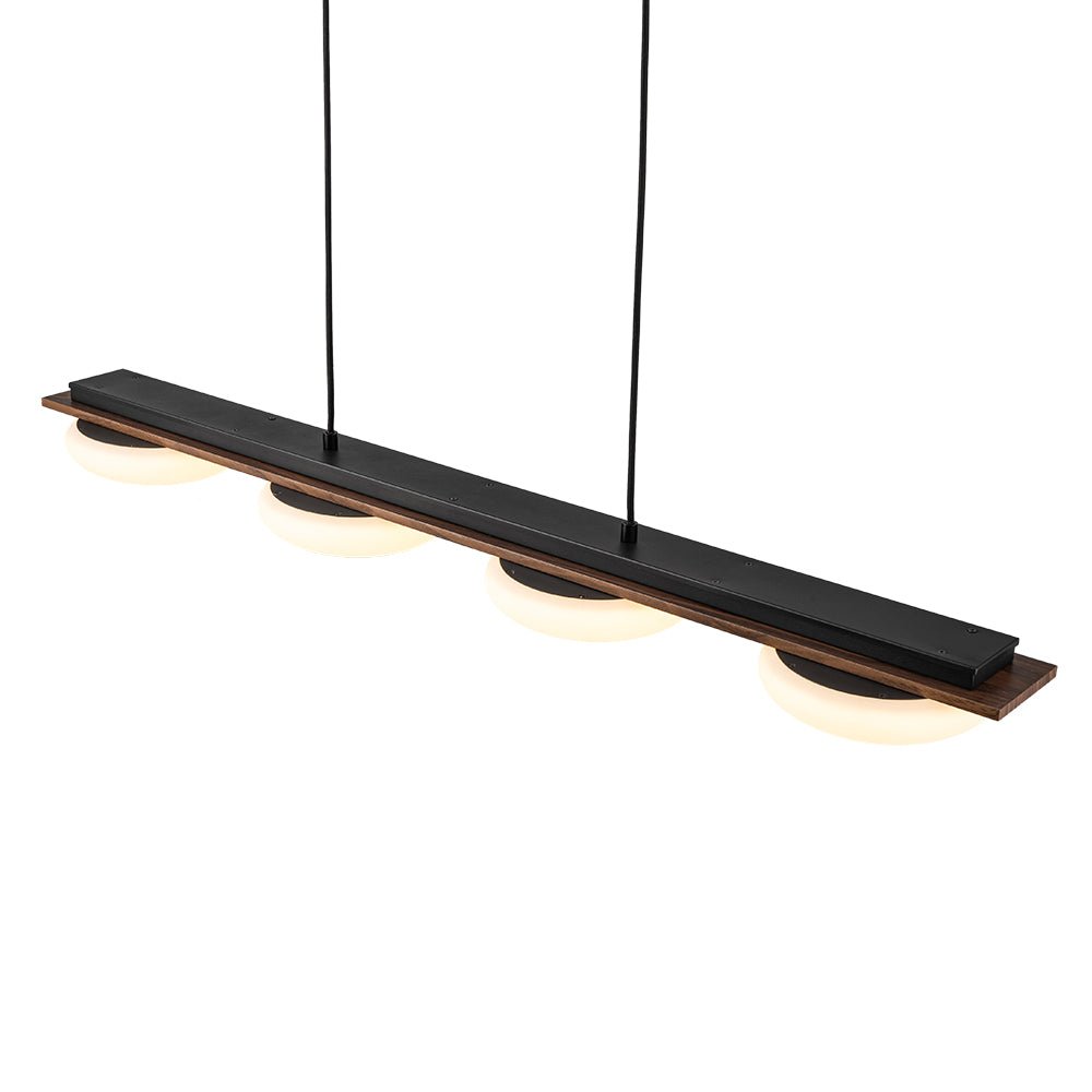 Dimmable LED Walnut Wood Grain Linear Island Chandelier