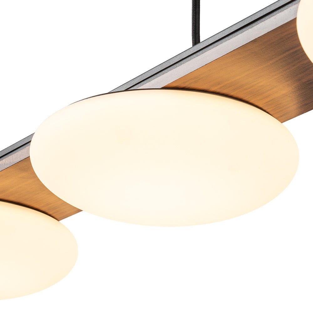 Dimmable LED Walnut Wood Grain Linear Island Chandelier