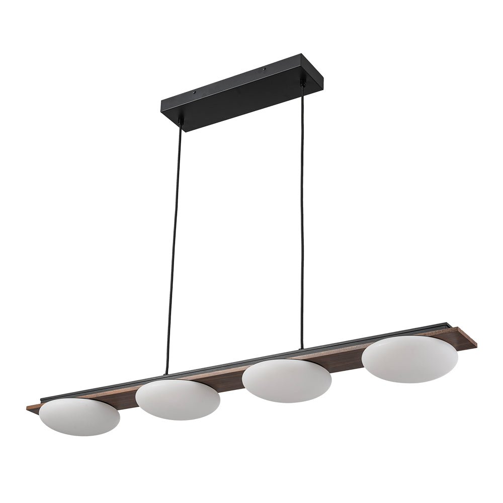 Dimmable LED Walnut Wood Grain Linear Island Chandelier