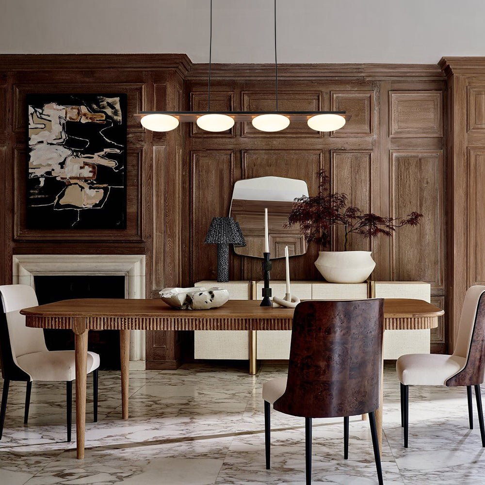 Dimmable LED Walnut Wood Grain Linear Island Chandelier