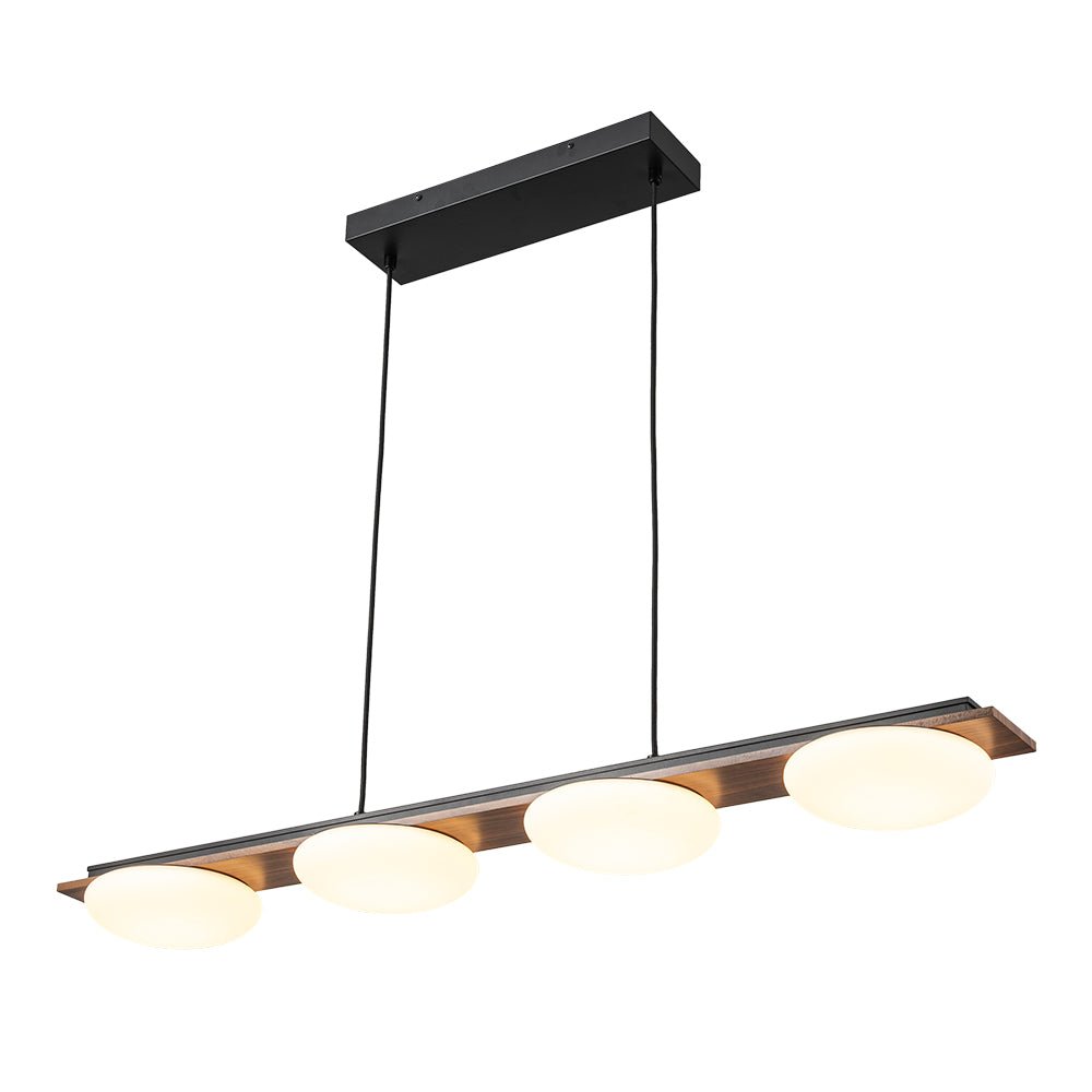 Dimmable LED Walnut Wood Grain Linear Island Chandelier