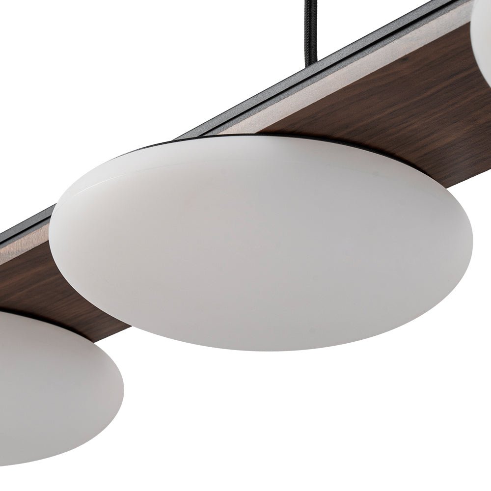Dimmable LED Walnut Wood Grain Linear Island Chandelier