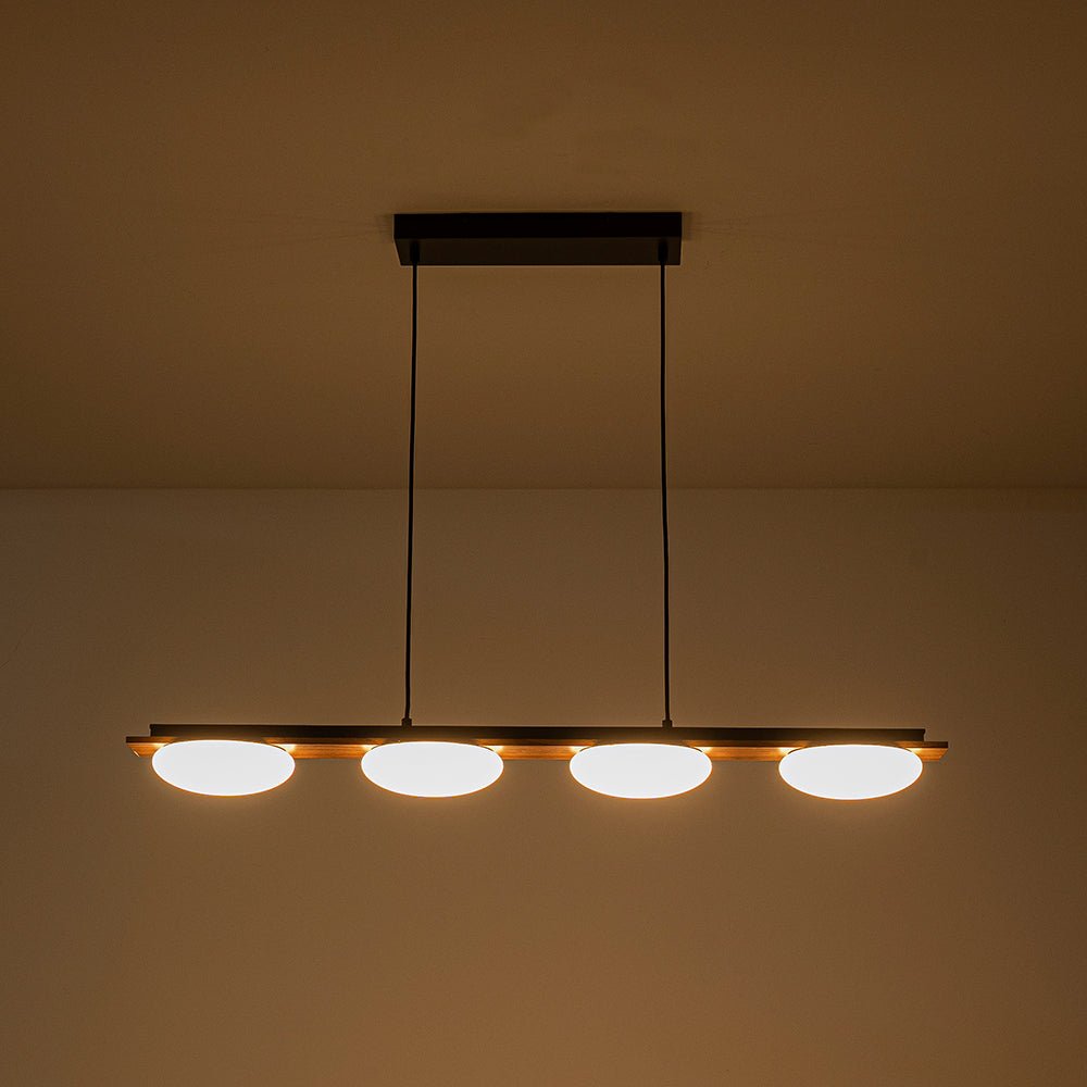 Dimmable LED Walnut Wood Grain Linear Island Chandelier