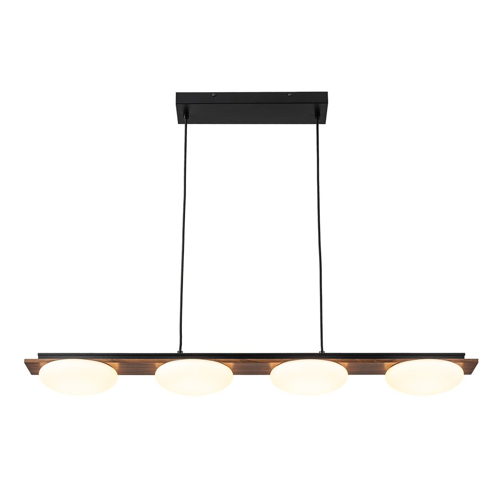Dimmable LED Walnut Wood Grain Linear Island Chandelier
