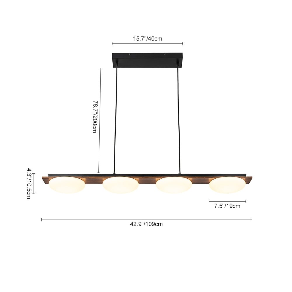 Dimmable LED Walnut Wood Grain Linear Island Chandelier