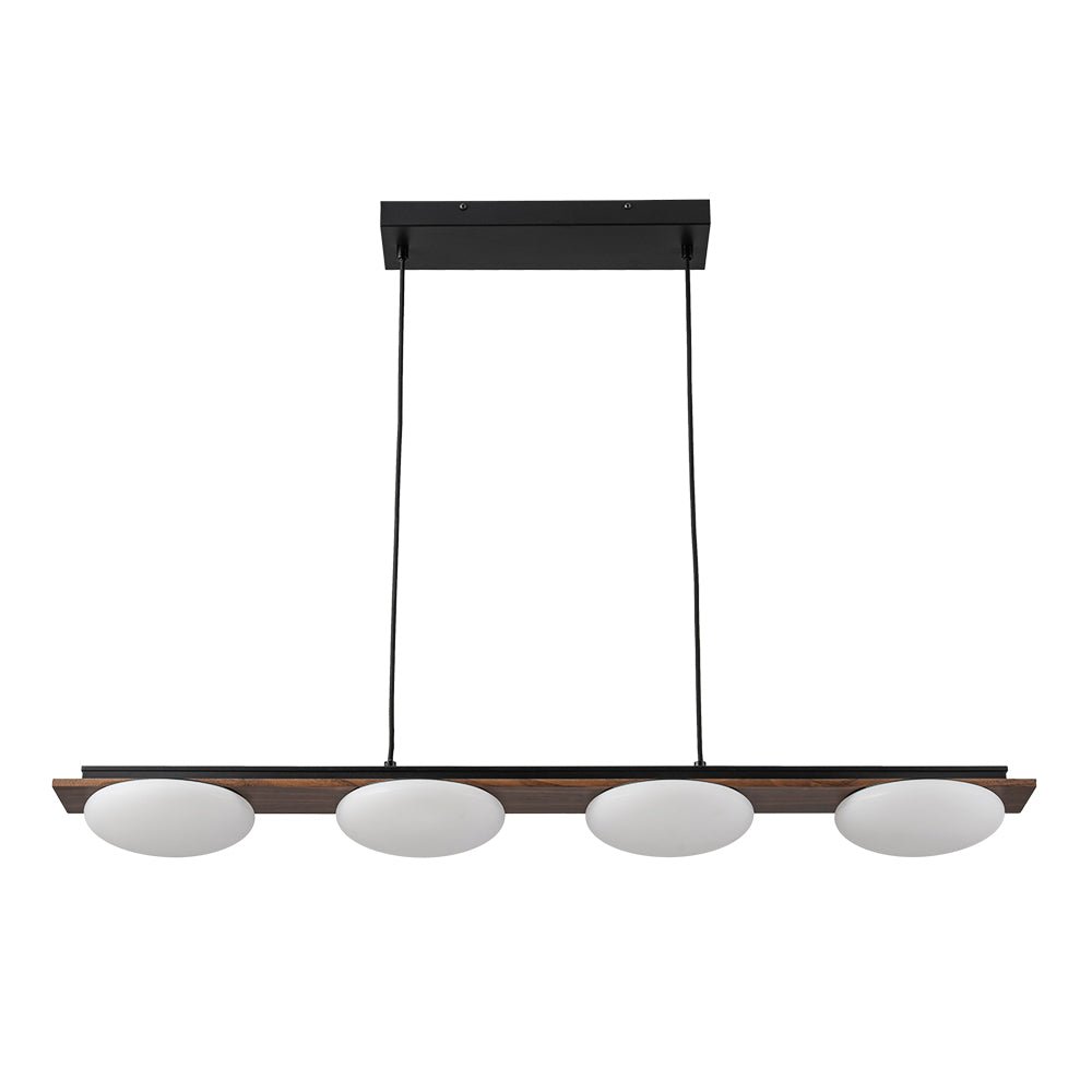 Dimmable LED Walnut Wood Grain Linear Island Chandelier