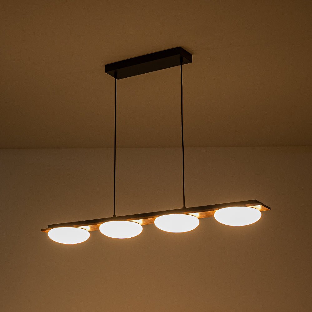 Dimmable LED Walnut Wood Grain Linear Island Chandelier