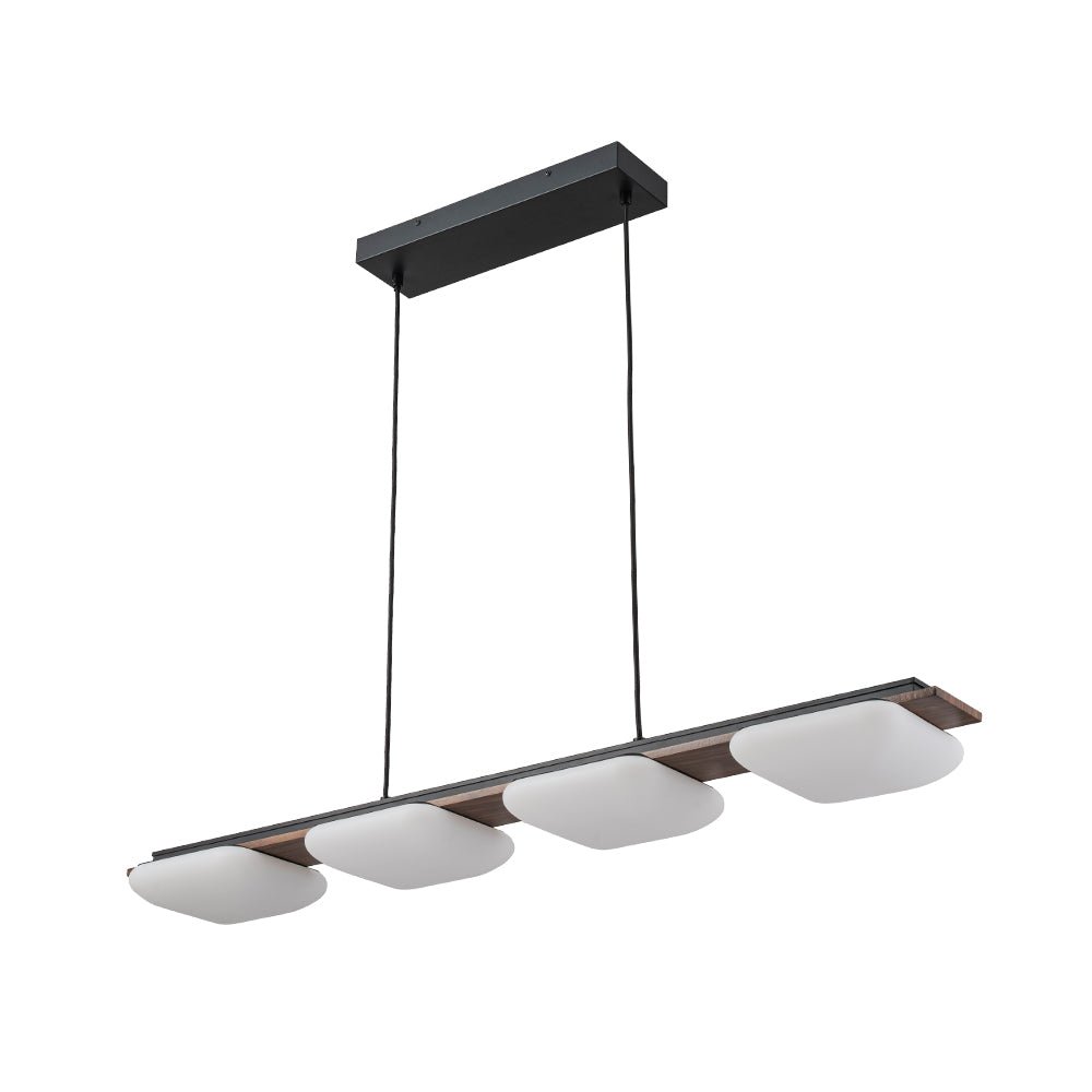 Dimmable LED Walnut Wood Grain Linear Island Chandelier