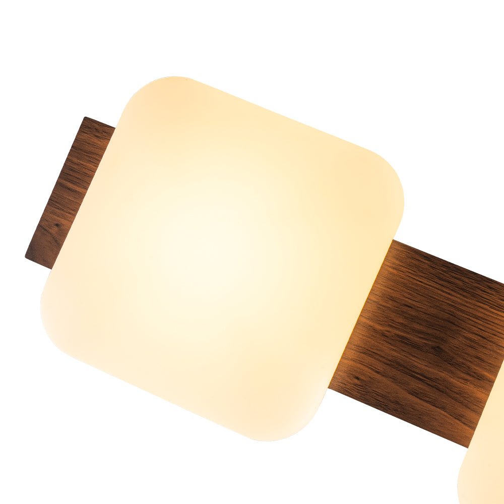 Dimmable LED Walnut Wood Grain Linear Island Chandelier