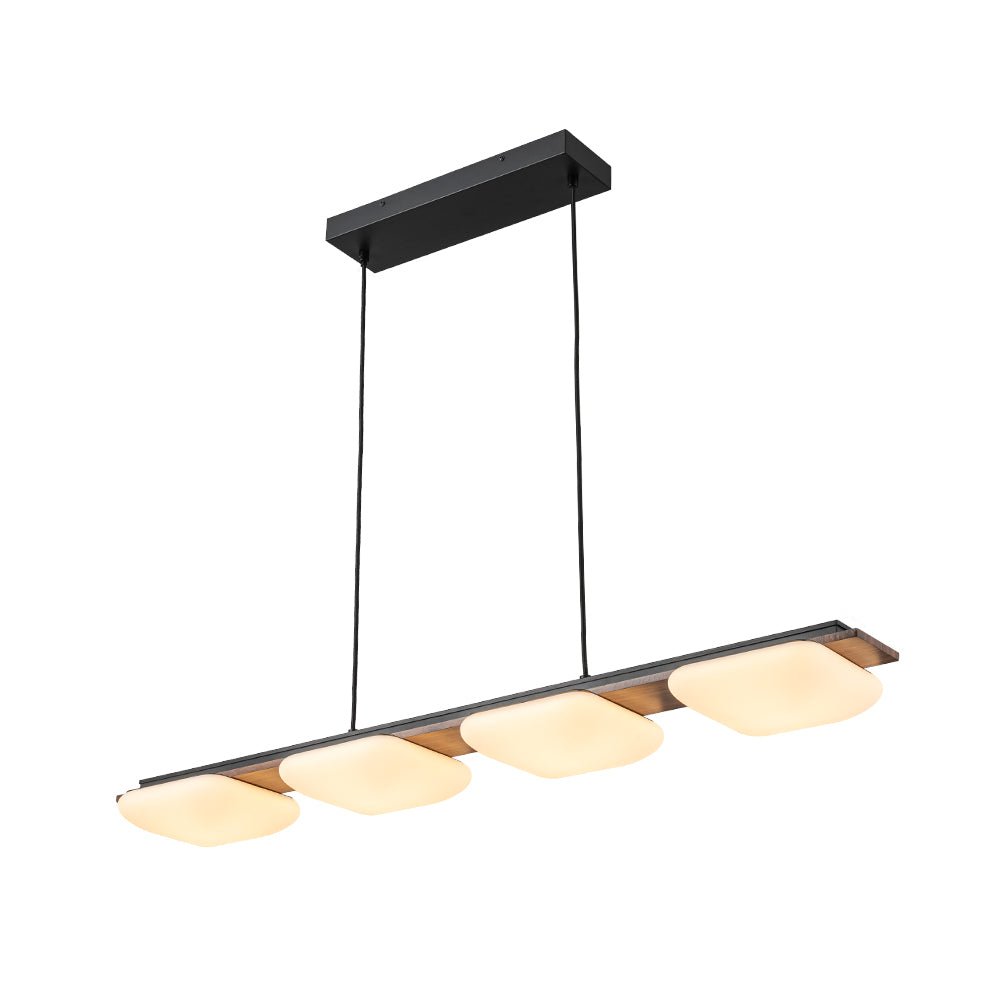 Dimmable LED Walnut Wood Grain Linear Island Chandelier