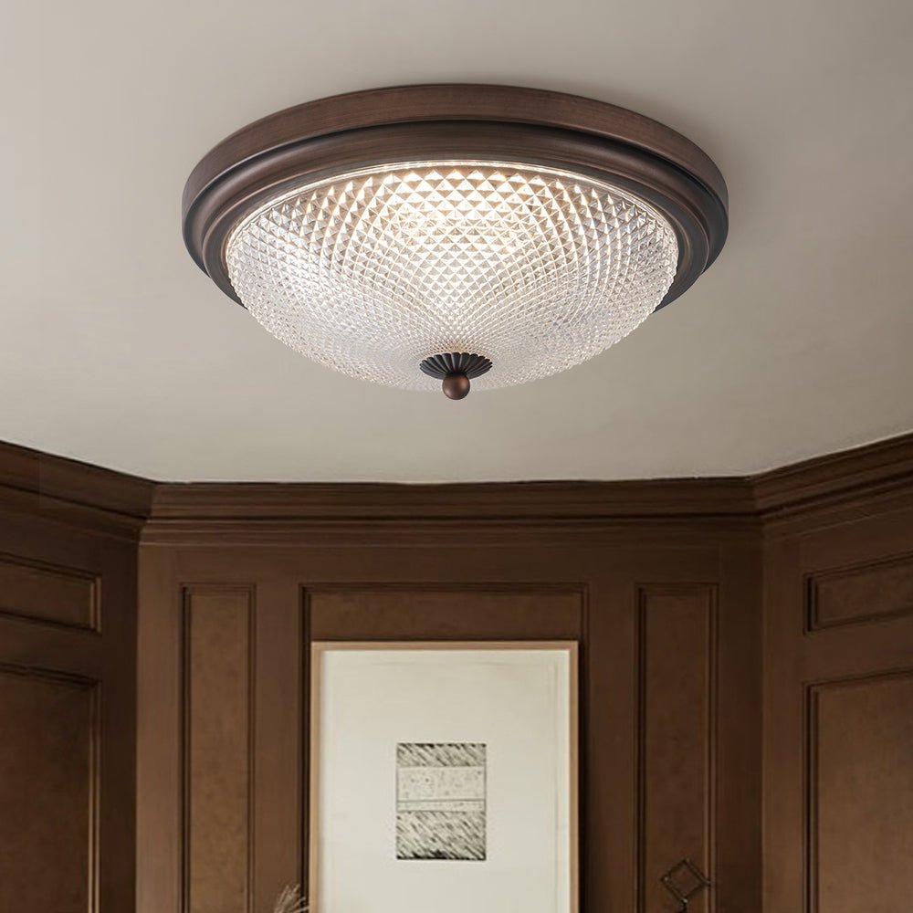 Dimmable Prismatic Glass LED Flush Mount Ceiling Light