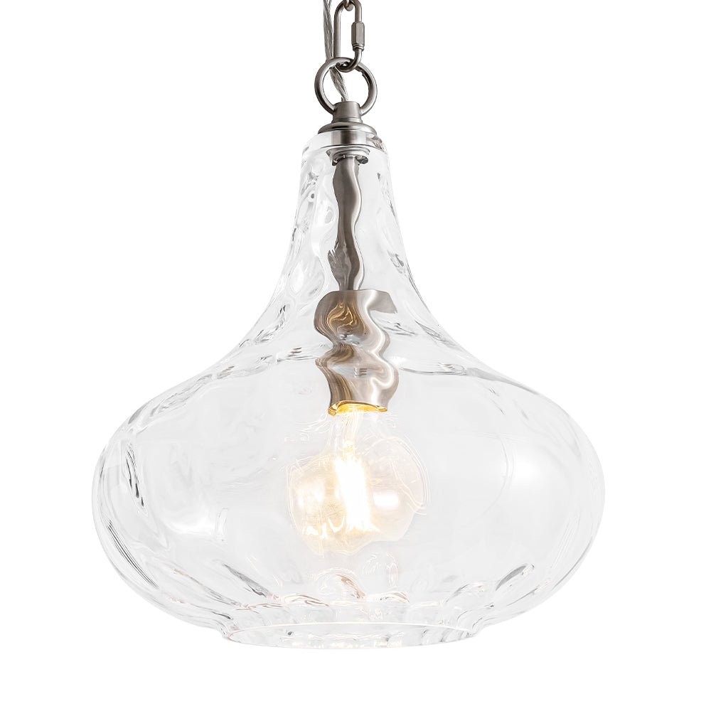 Farmhouse 1-Light Hammered Glass Bell Kitchen Pendant Light