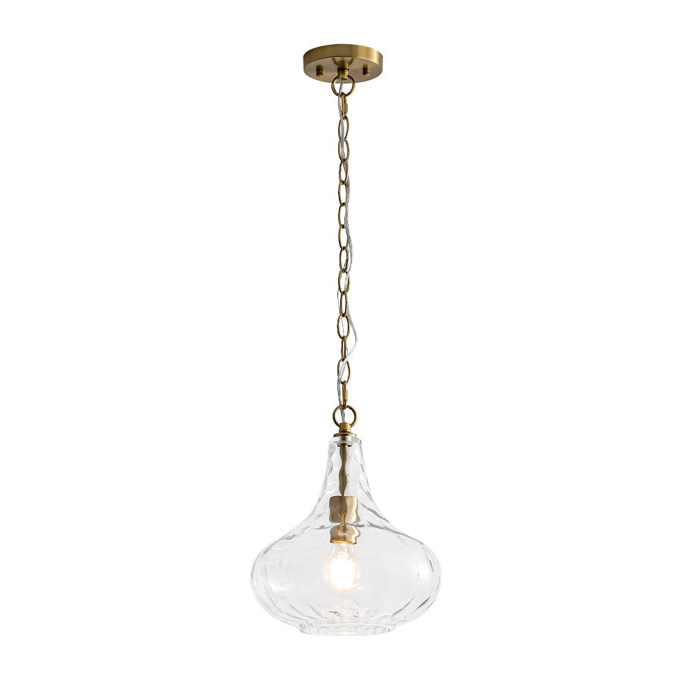 Farmhouse 1-Light Hammered Glass Bell Kitchen Pendant Light