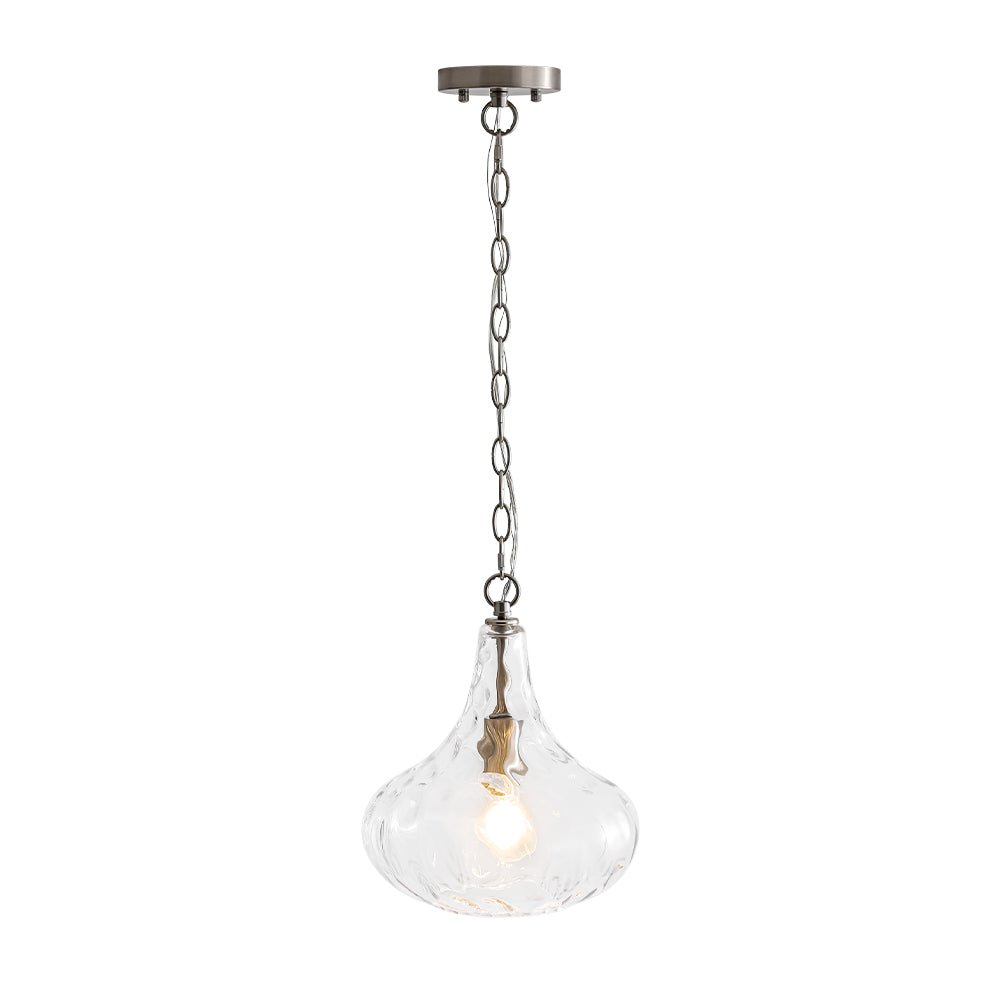 Farmhouse 1-Light Hammered Glass Bell Kitchen Pendant Light