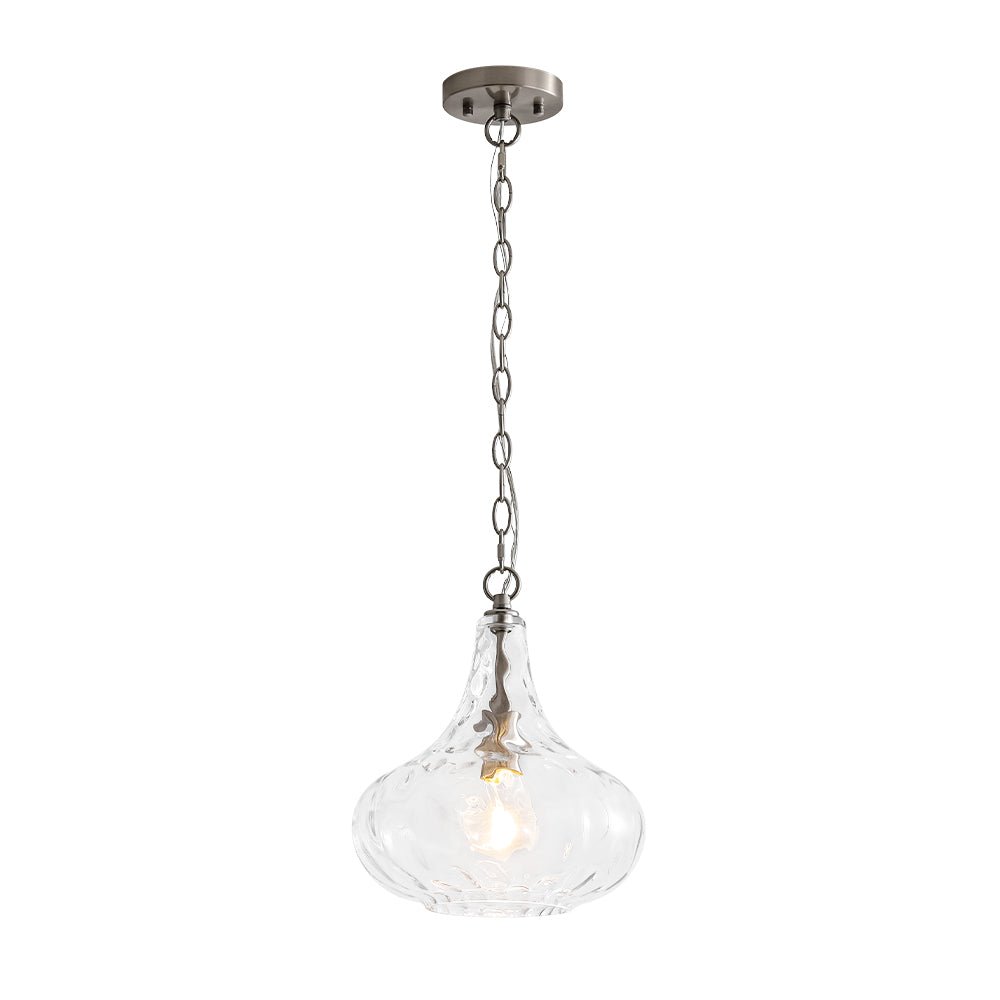 Farmhouse 1-Light Hammered Glass Bell Kitchen Pendant Light