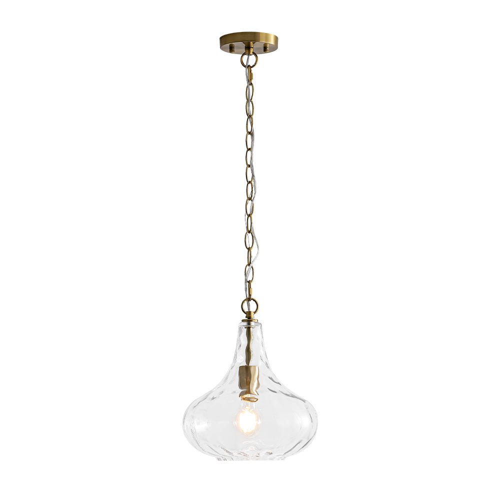 Farmhouse 1-Light Hammered Glass Bell Kitchen Pendant Light