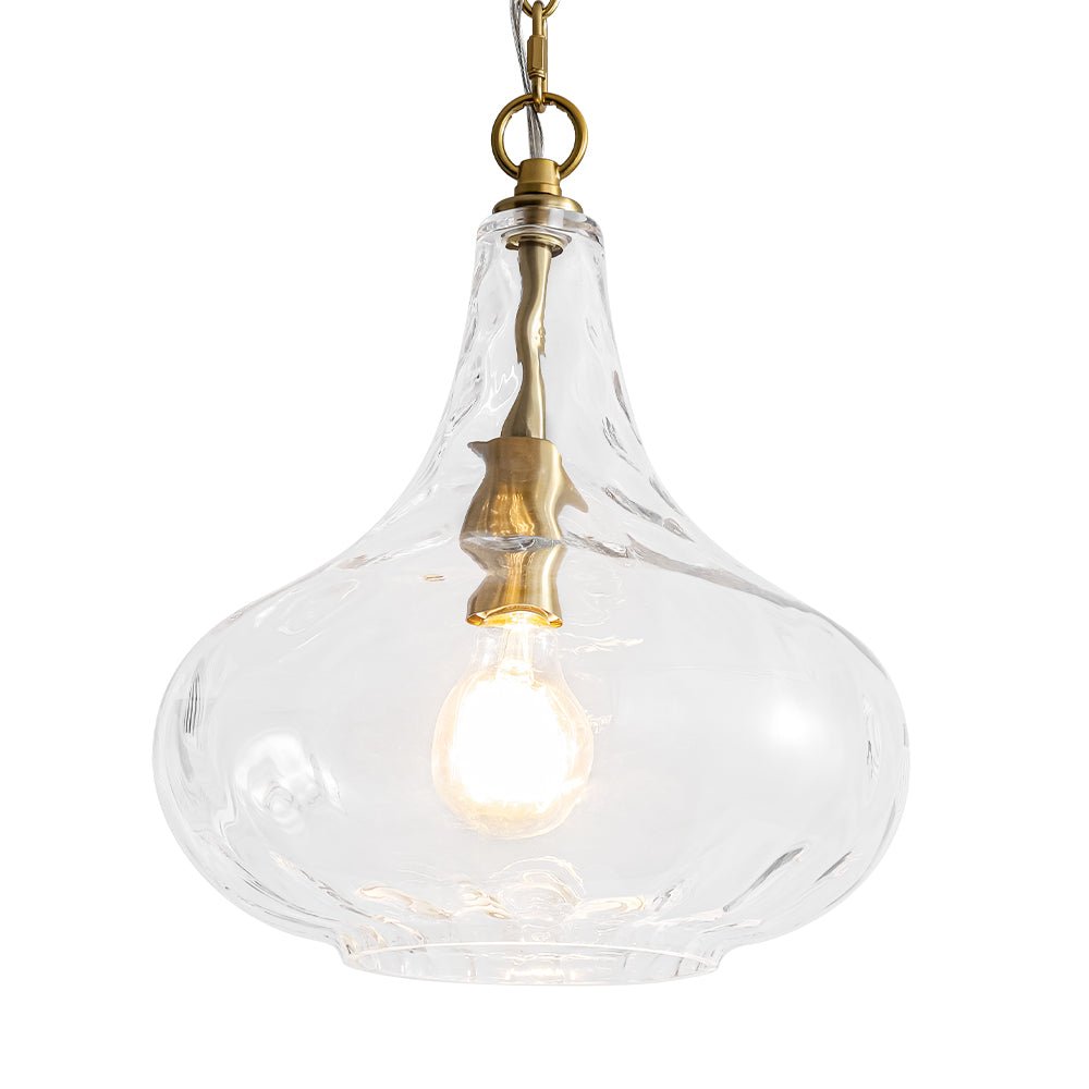 Farmhouse 1-Light Hammered Glass Bell Kitchen Pendant Light