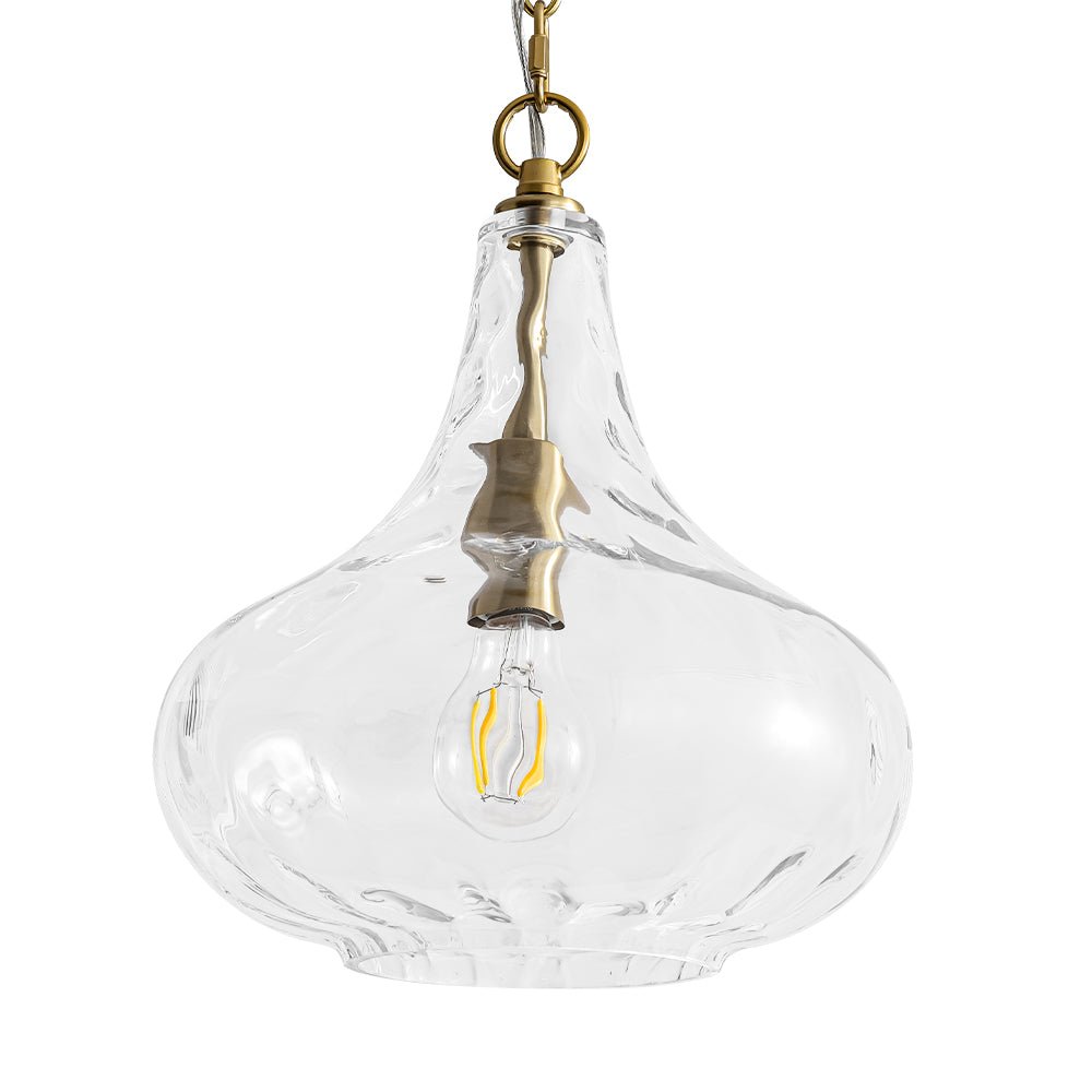 Farmhouse 1-Light Hammered Glass Bell Kitchen Pendant Light