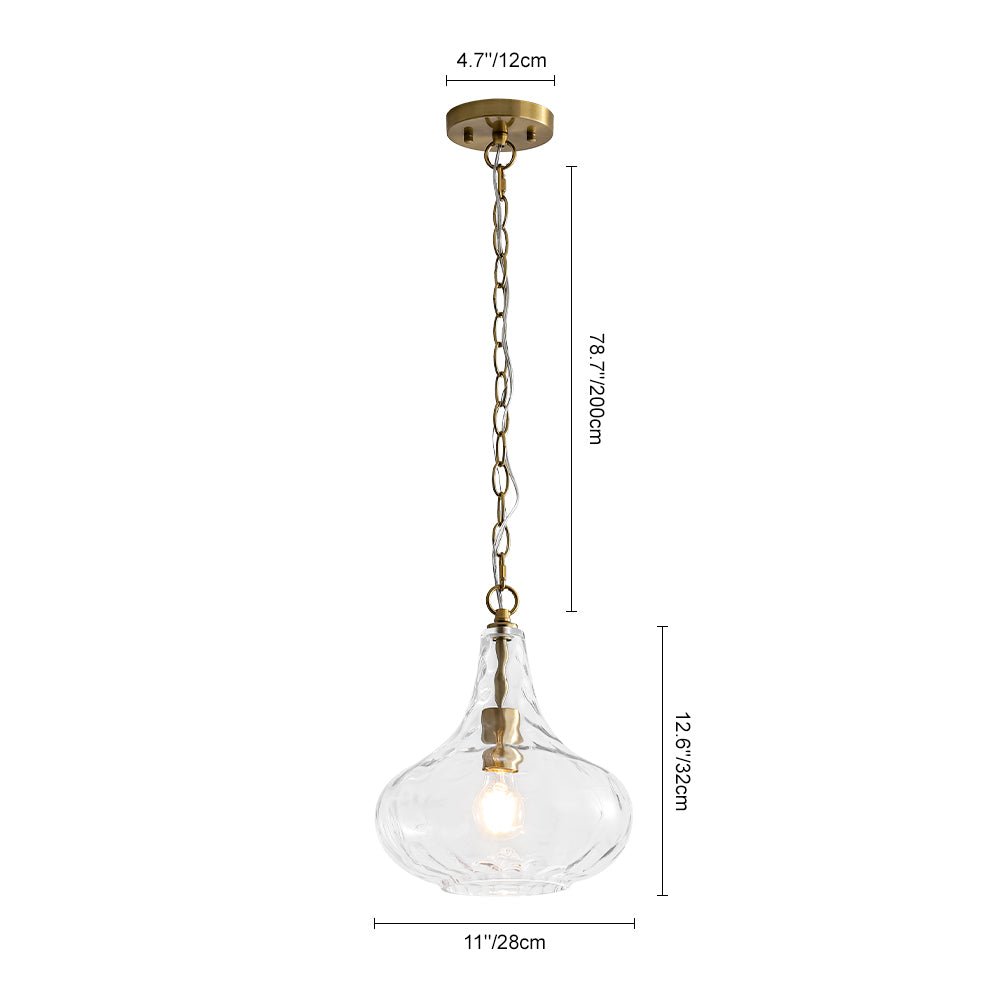Farmhouse 1-Light Hammered Glass Bell Kitchen Pendant Light